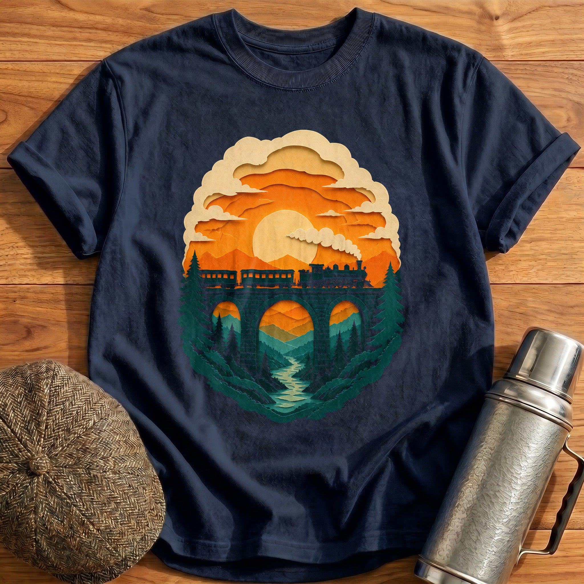 Papercut Viaduct 28 T-Shirt - Navy