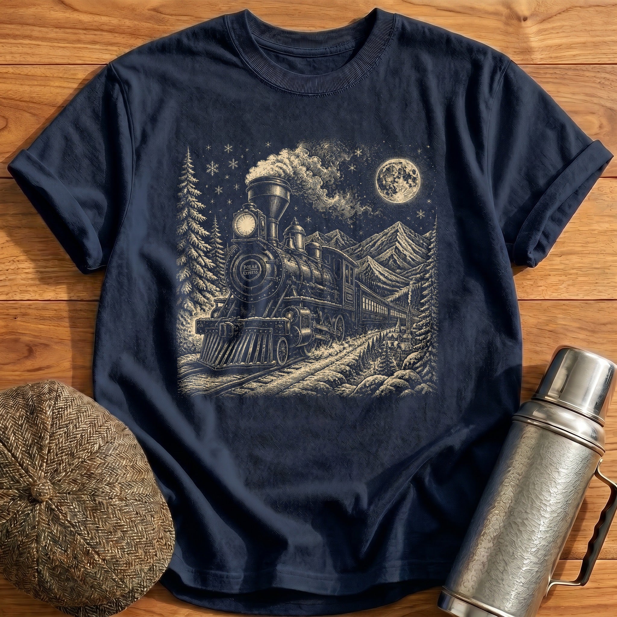 Polar Express Magic Christmas Train T-Shirt - Navy
