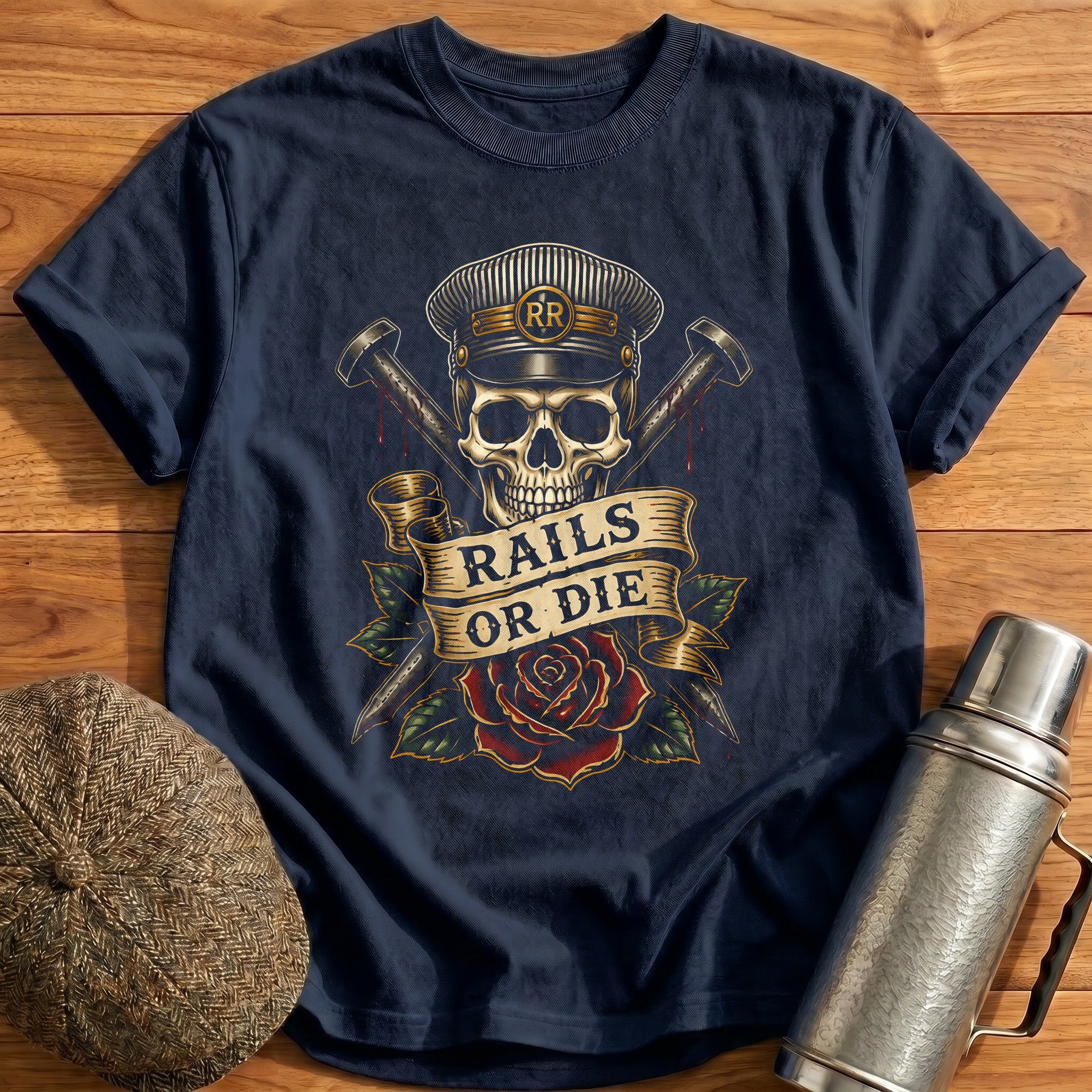 Rails Or Die T-Shirt - Navy
