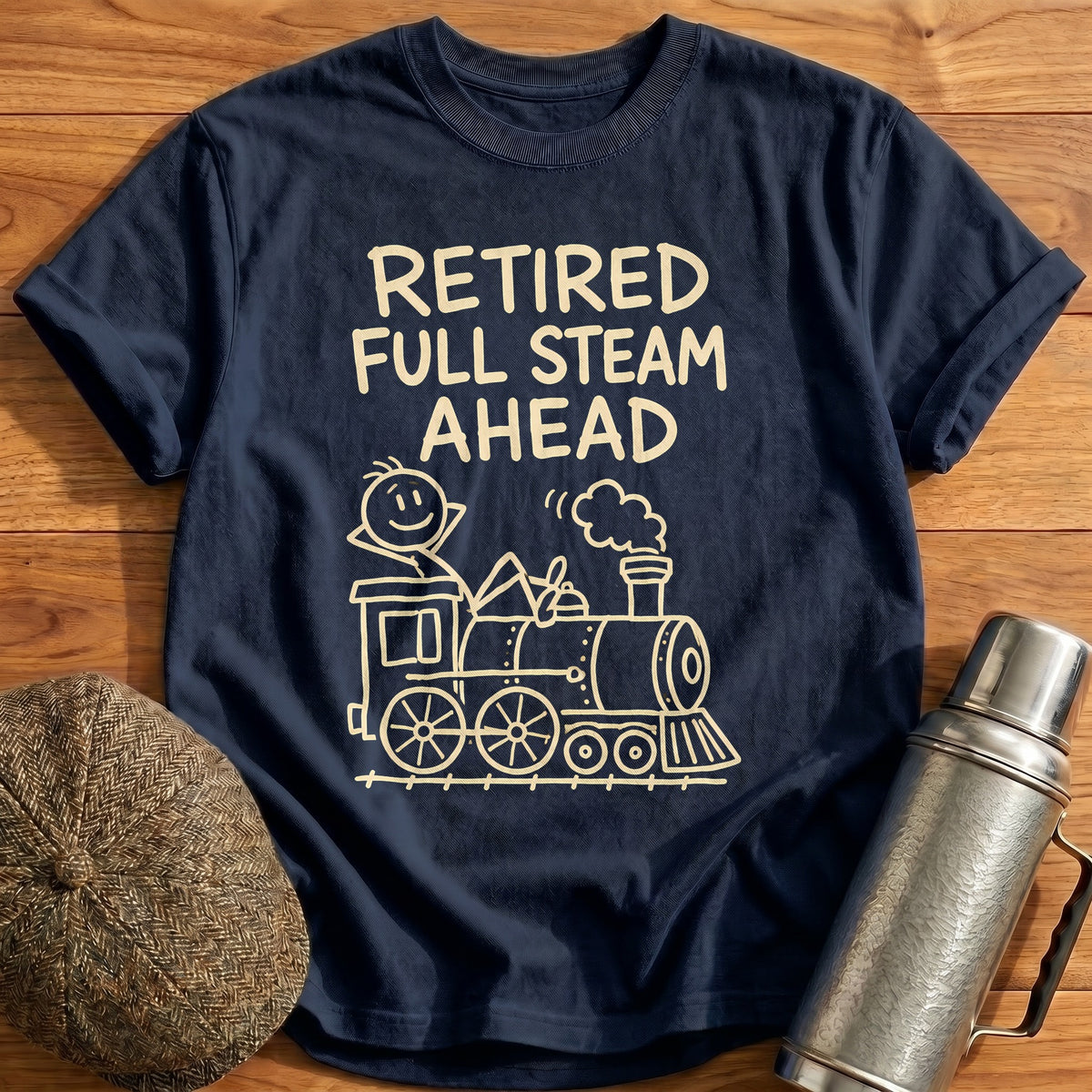 Retired Full Steam Ahead 18 T-Shirt - Navy