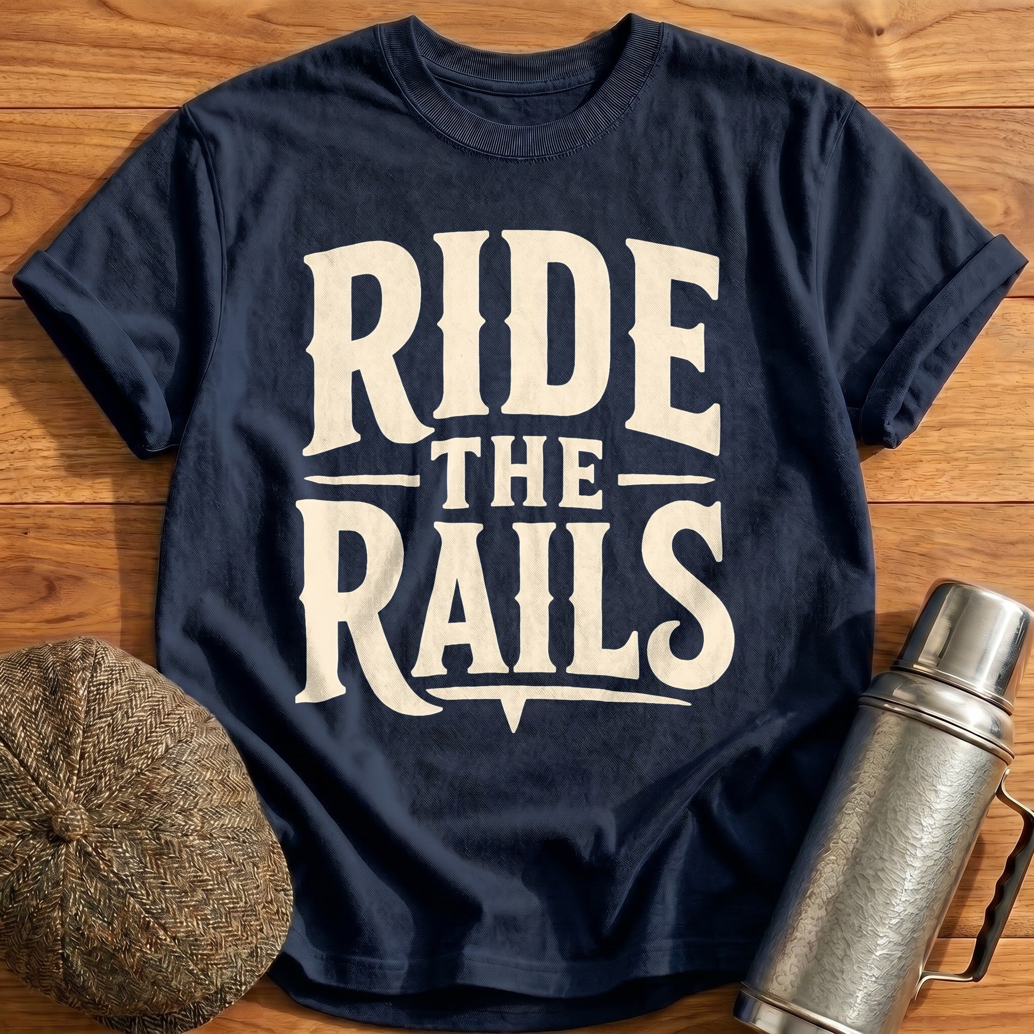 Ride The Rails Train Enthusiast Vintage - Navy