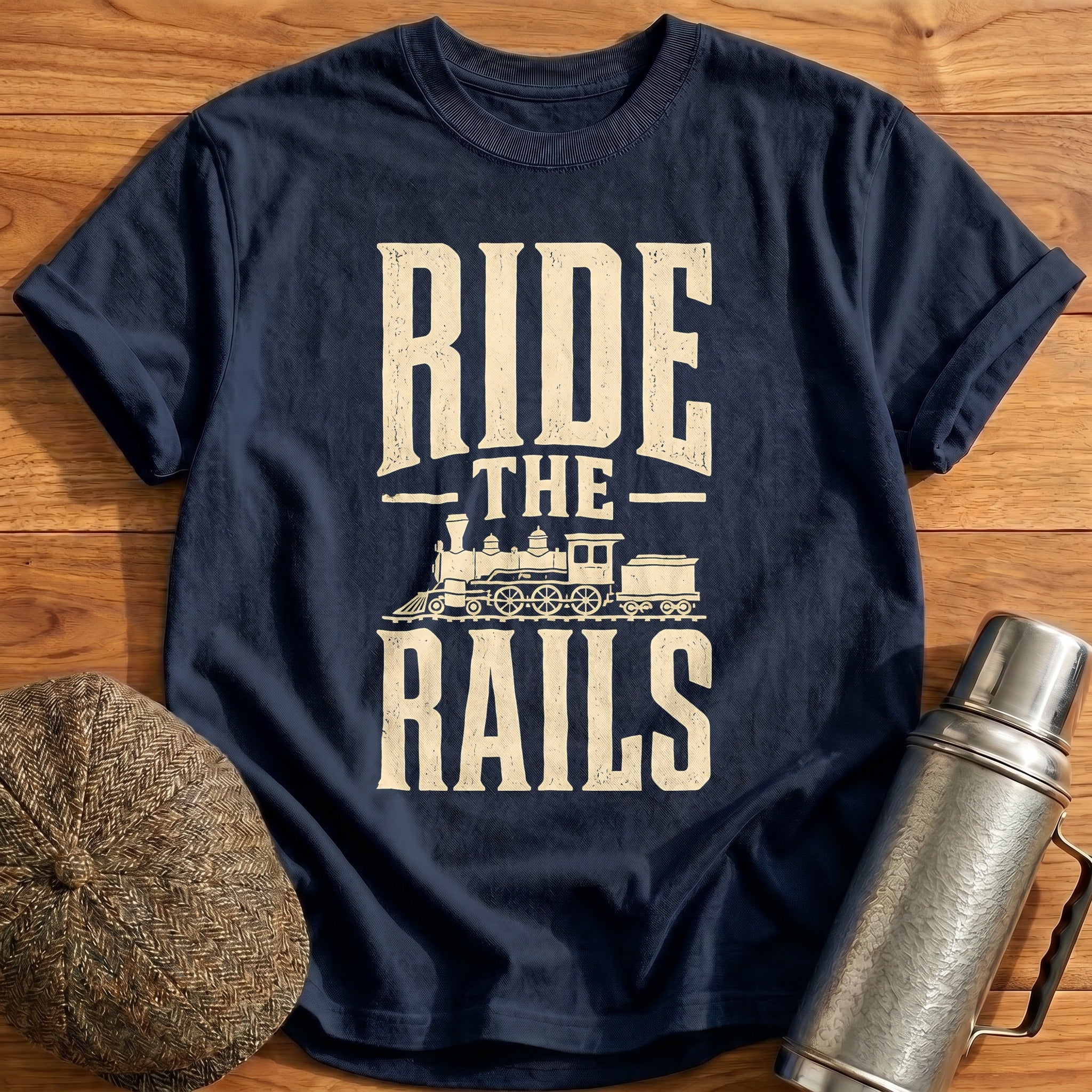 Ride The Rails Train Enthusiast Vintage 2 - Navy