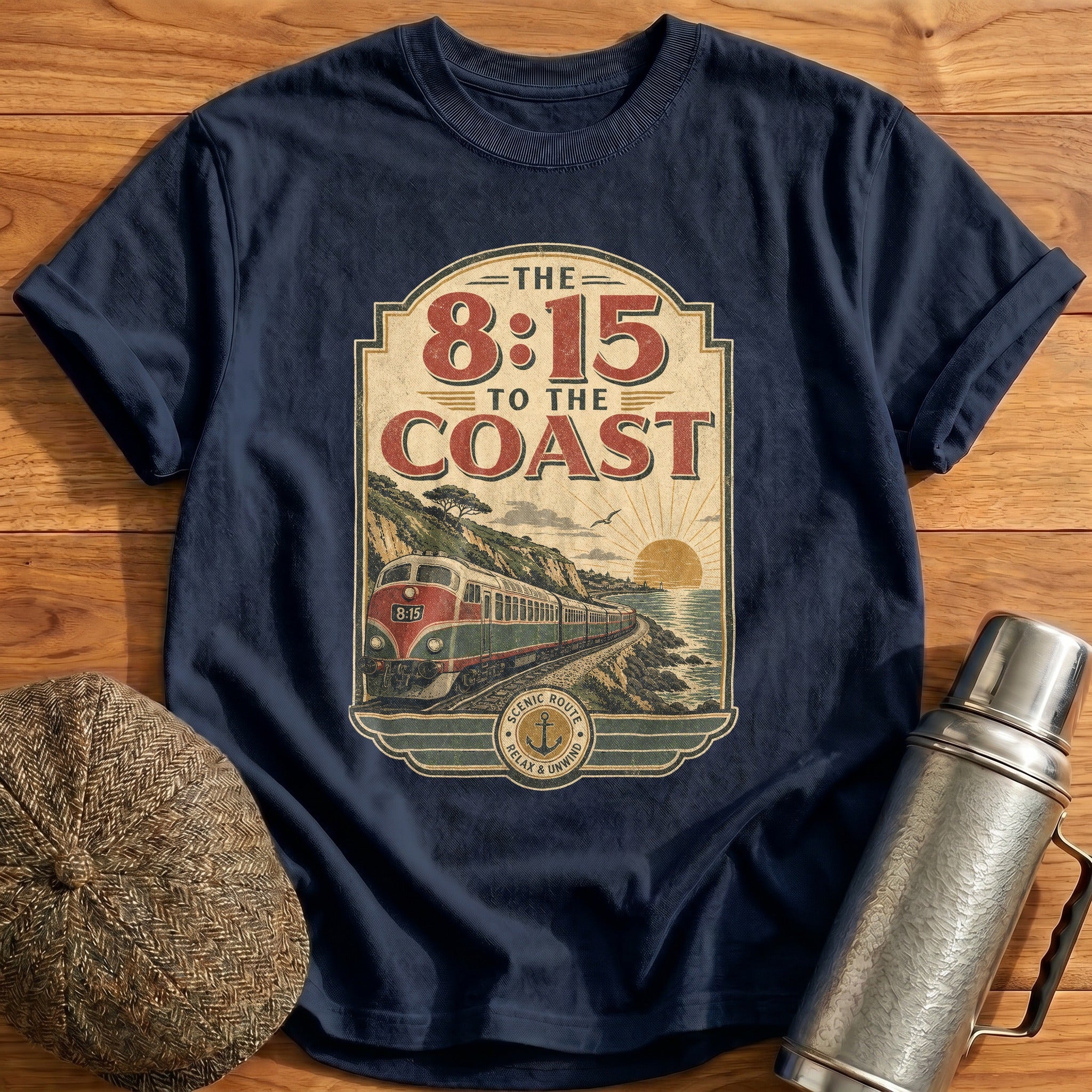 Scenic Route to the Coast T-Shirt - Navy