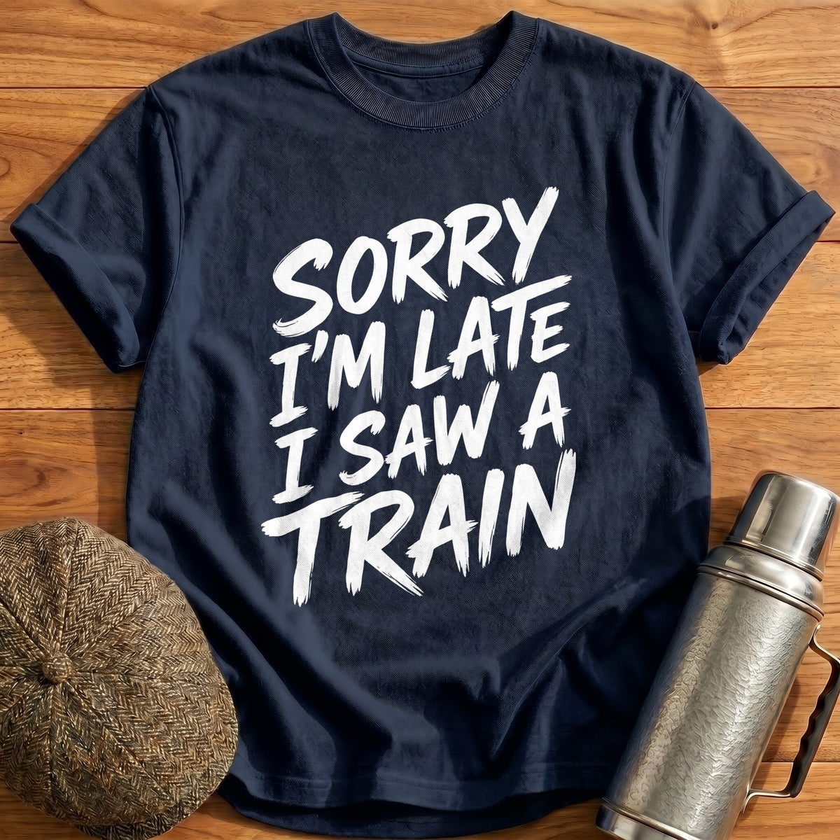 Sorry I'm Late I Saw A Train 71 T-Shirt - Navy