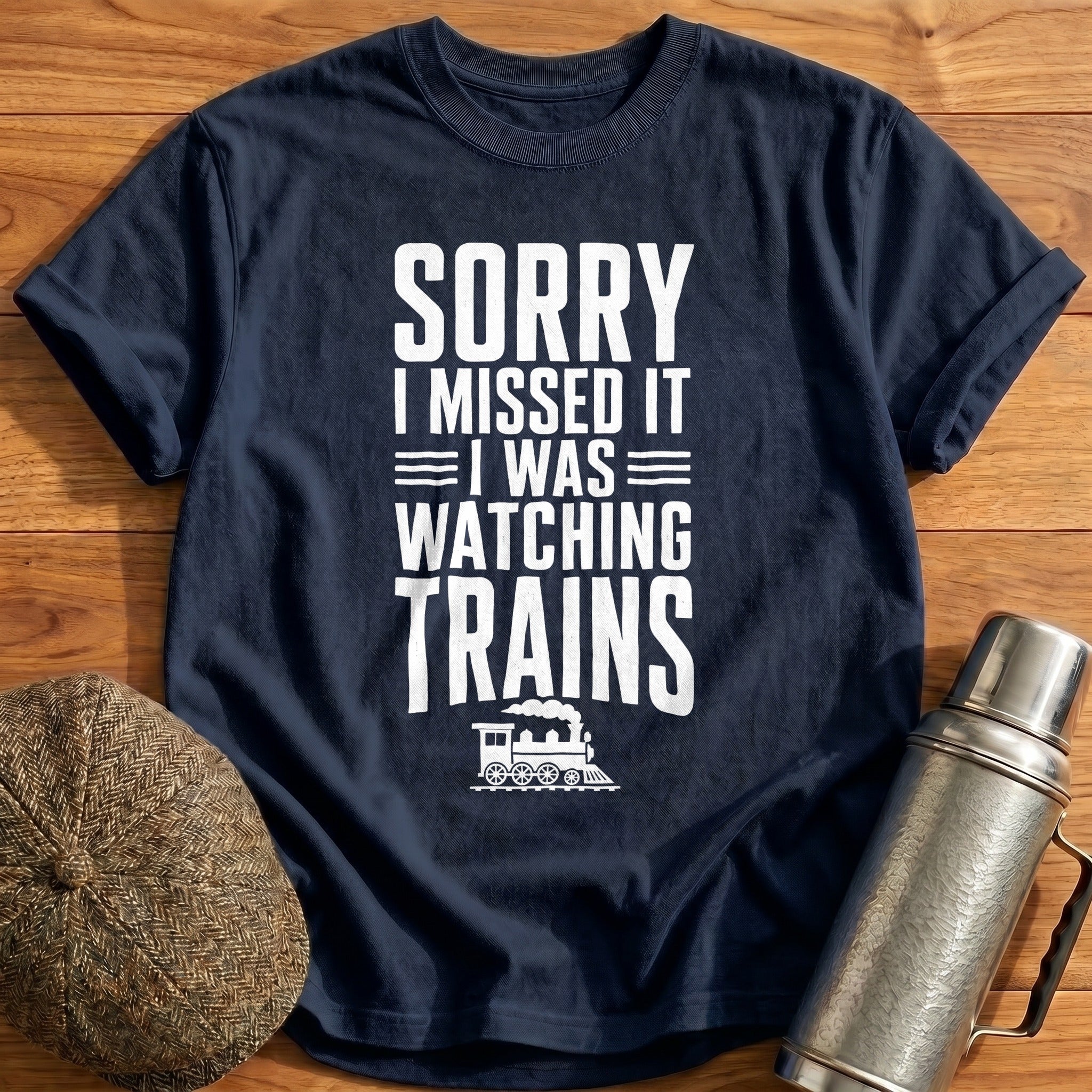 Sorry Missed Watching Trains 95 T-Shirt - Navy