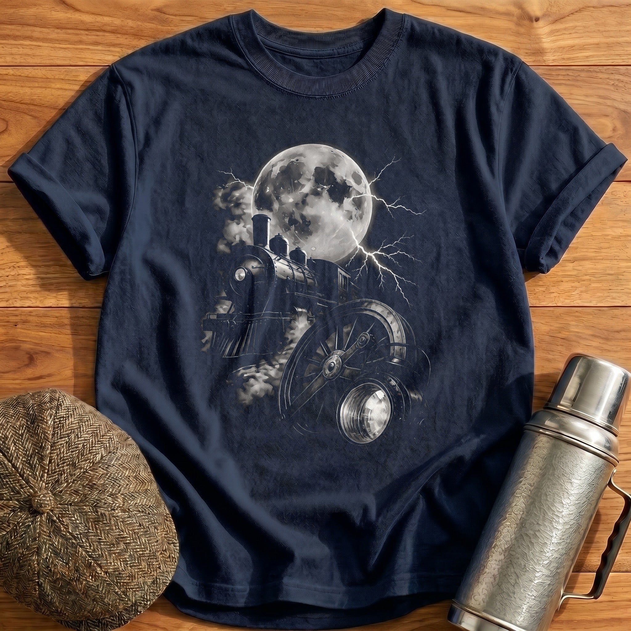 Steam Locomotive Moon Lightning Train Spotter - Navy