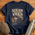 Steam Never Dies Locomotive T-Shirt - Navy