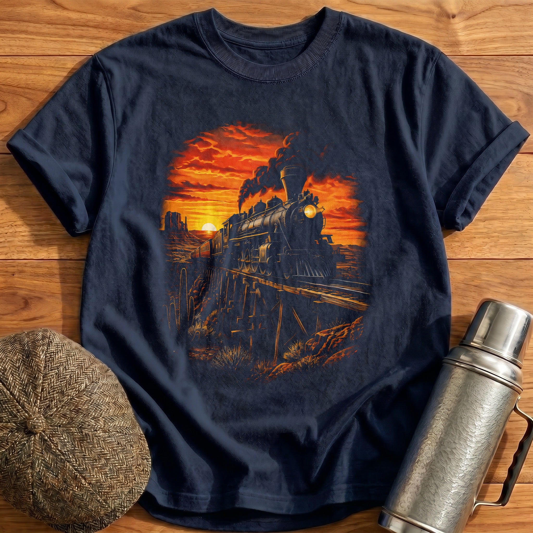Steam Train Sunset Western Train Spotter - Navy