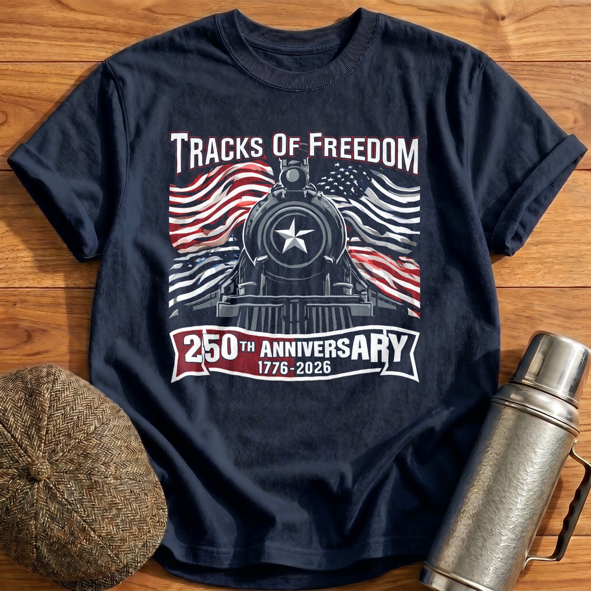 Tracks_Of_Freedom_250_Strong_ T-Shirt - Navy