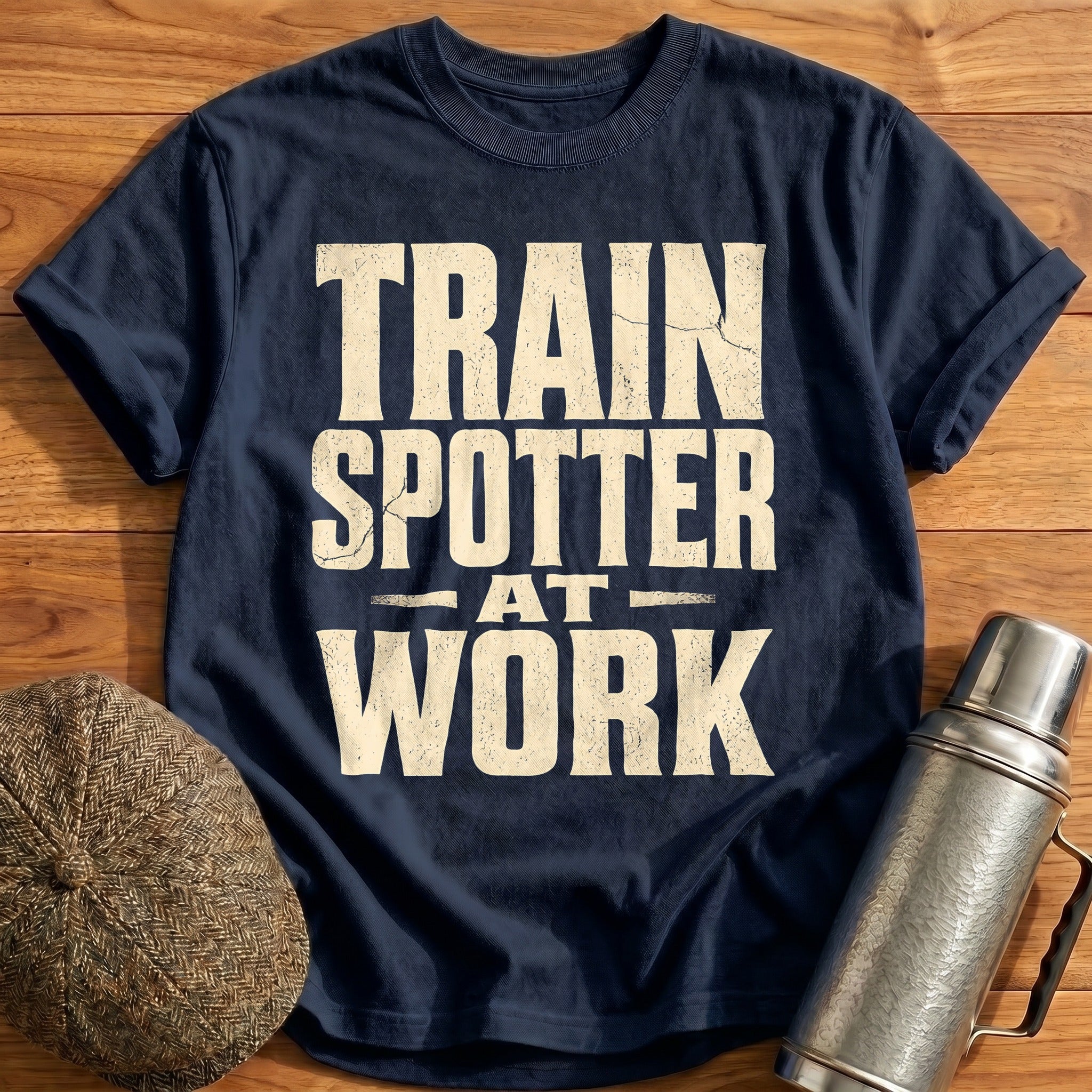 Train Spotter At Work Vintage - Navy