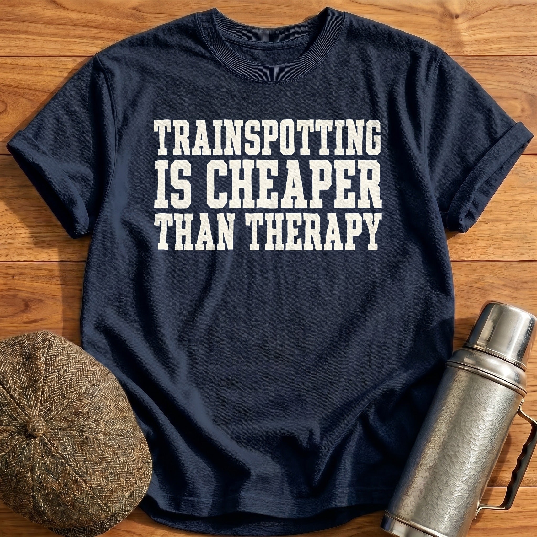 Trainspotting Is Cheaper Than Therapy 88 T-Shirt - Navy