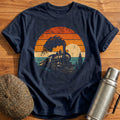Vintage Train Sunset Locomotive Engineer - Navy