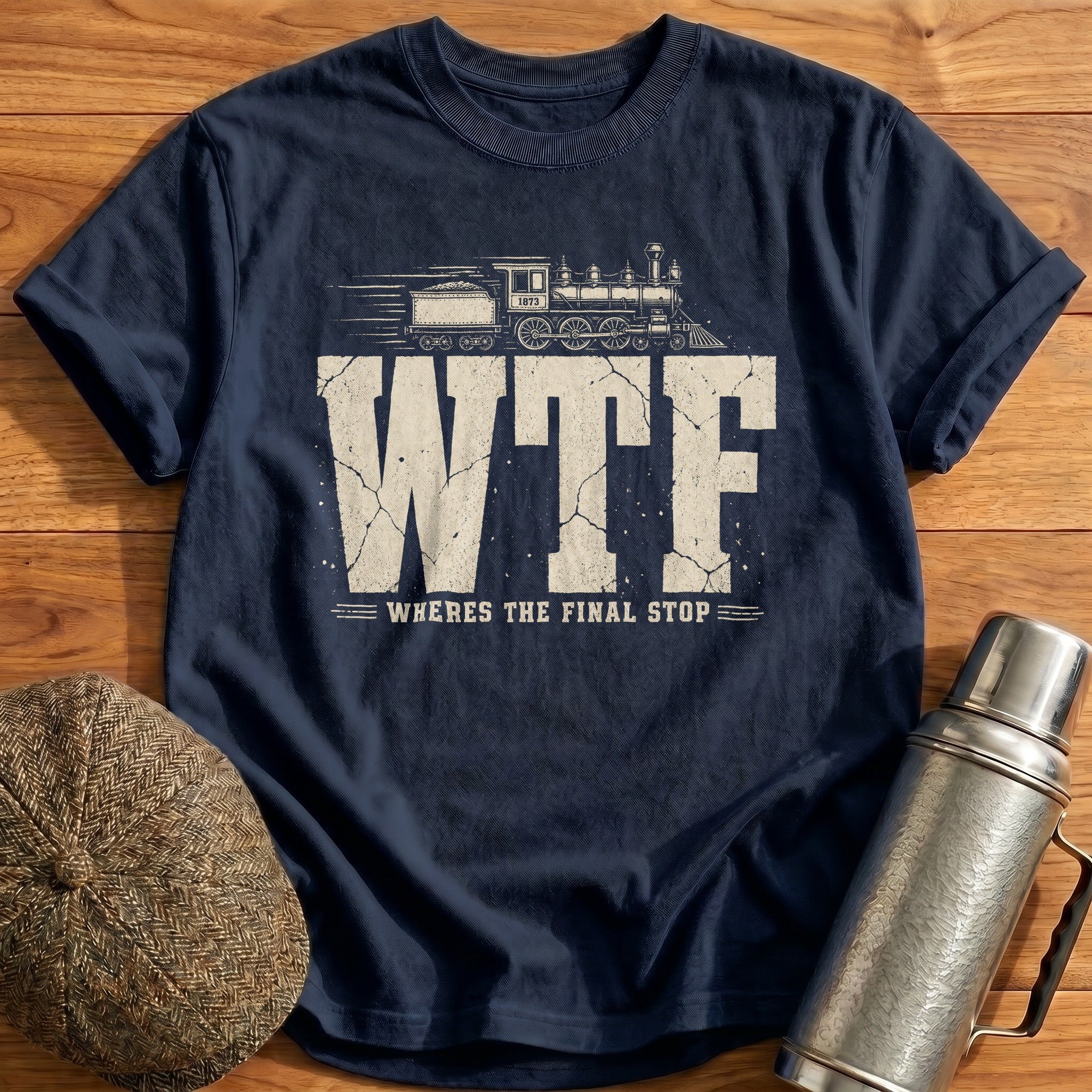 WTF Where's The Final Stop T-Shirt - Navy