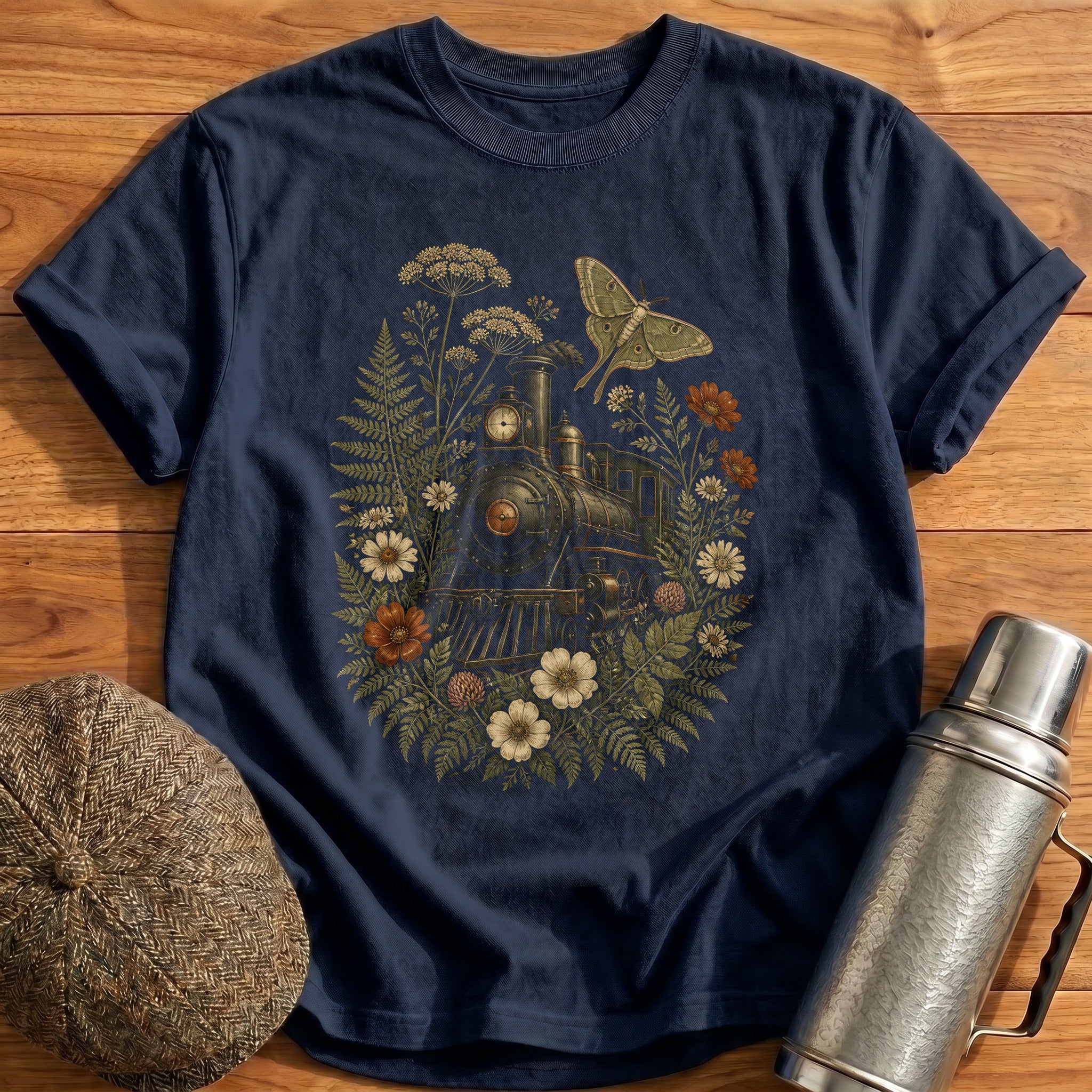 Wildflower & Steam T-Shirt - Navy