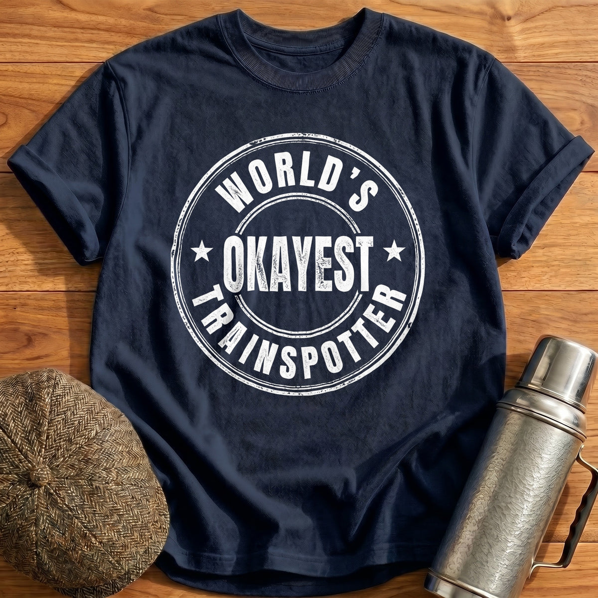 World's Okayest Trainspotter 84 T-Shirt - Navy