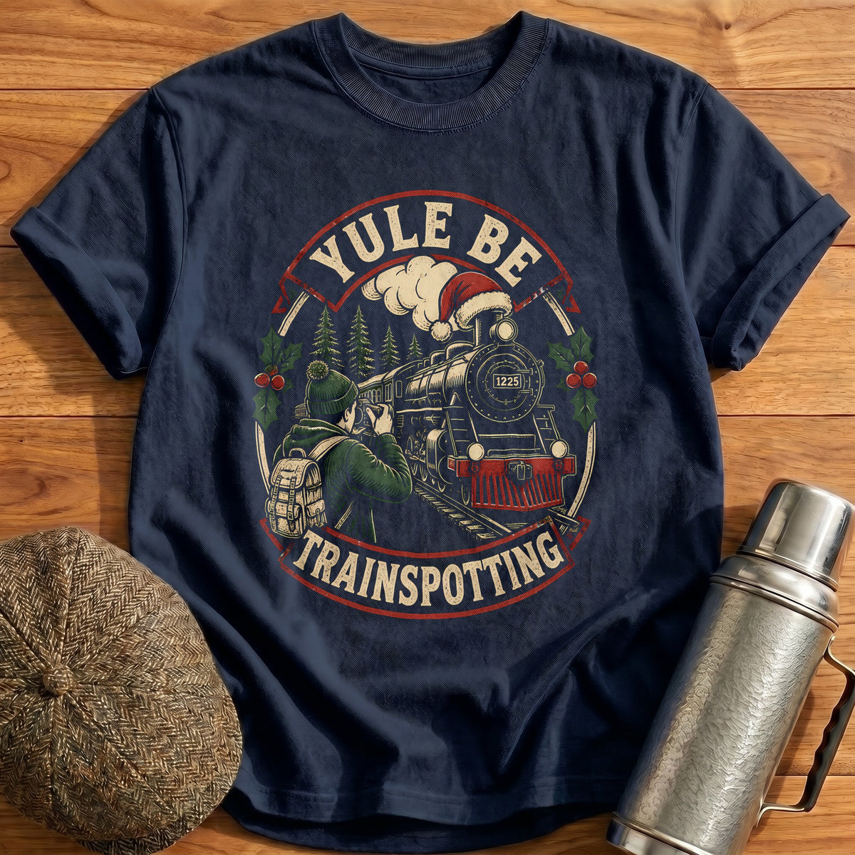 Yule Be Trainspotting 40 T-Shirt - Navy