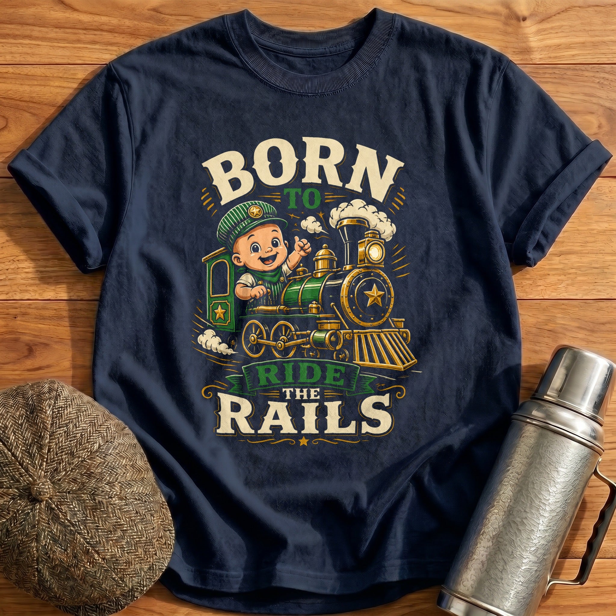 Born to Ride the Rails T-Shirt - Navy