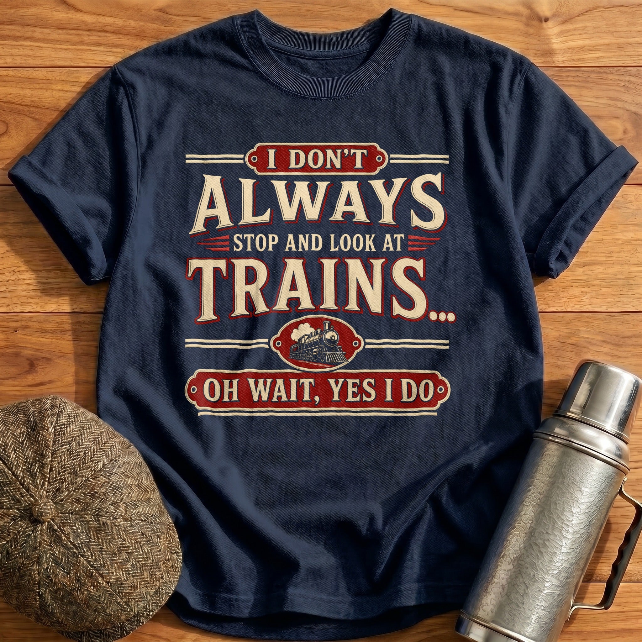 I Don't Always Stop and Look at Trains T-Shirt - Navy
