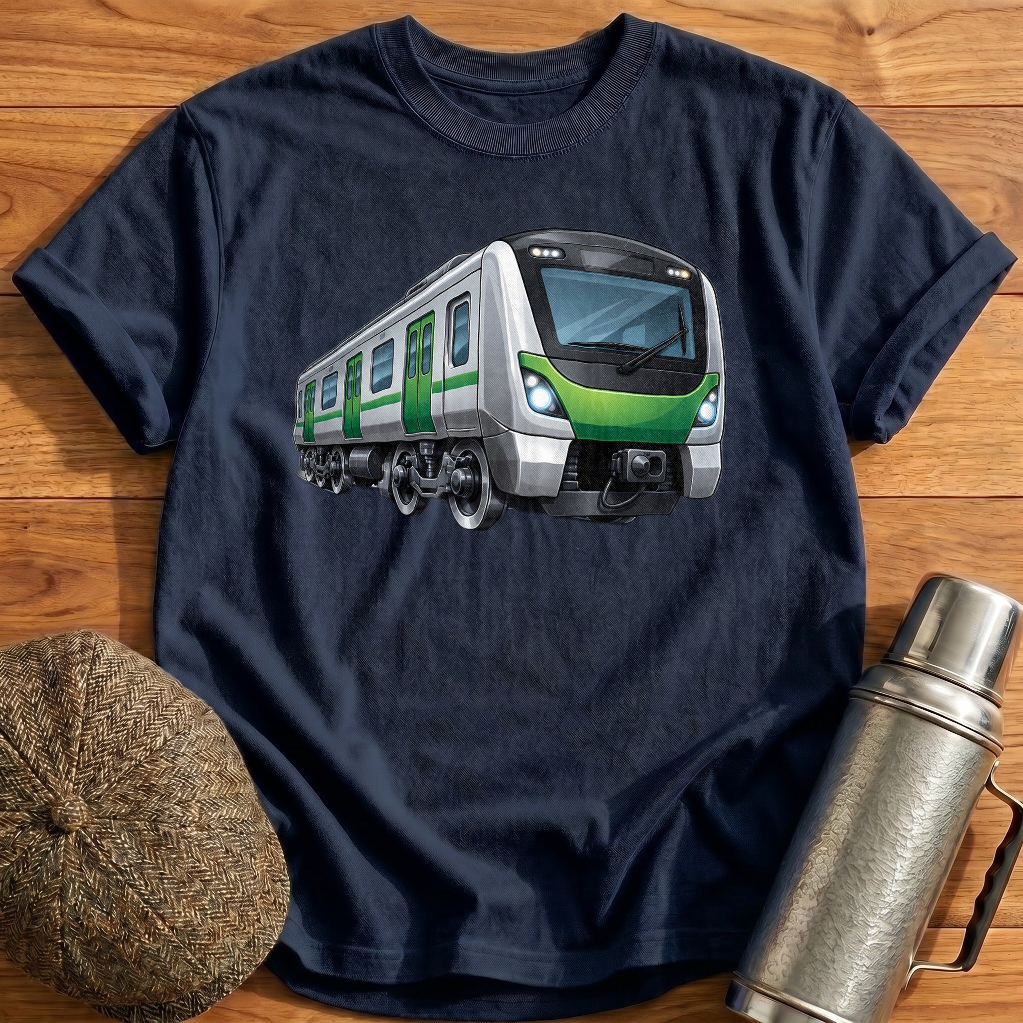 Metrotrain Front34 T-Shirt - Navy