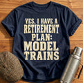 Retirement Plan Model Trains II T-Shirt - Navy