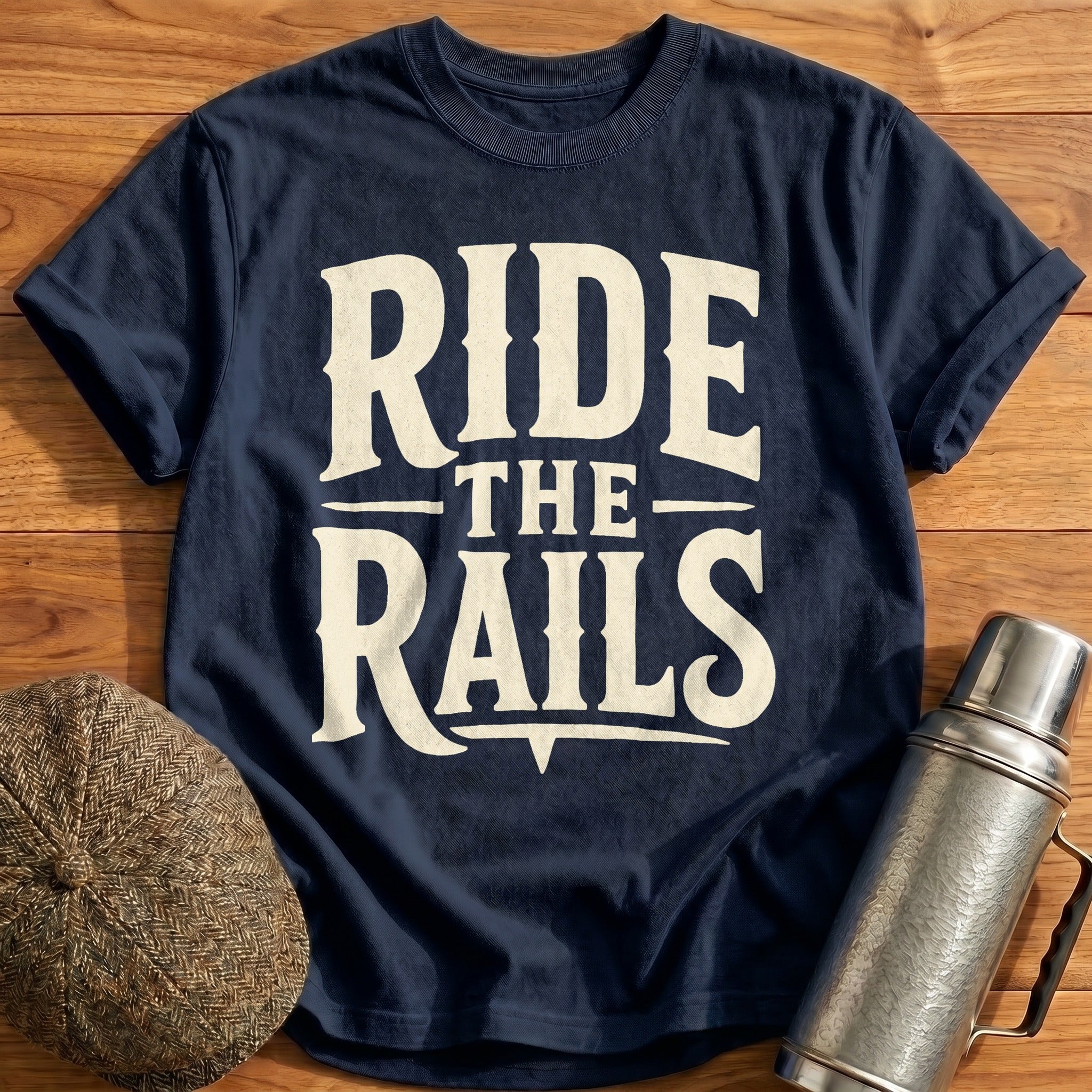 Ride the Rails Type T-Shirt - Navy