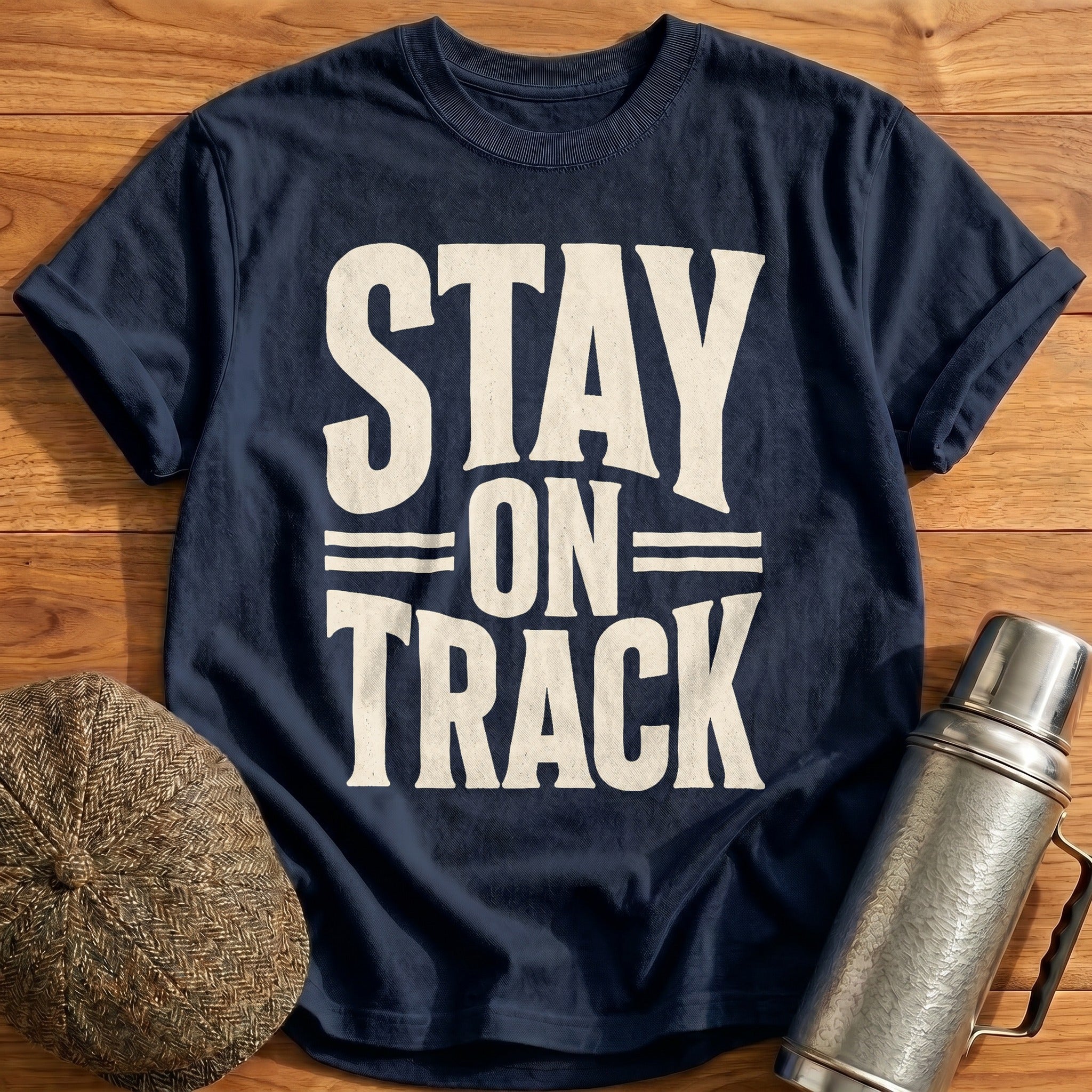 Stay on Track Type T-Shirt - Navy