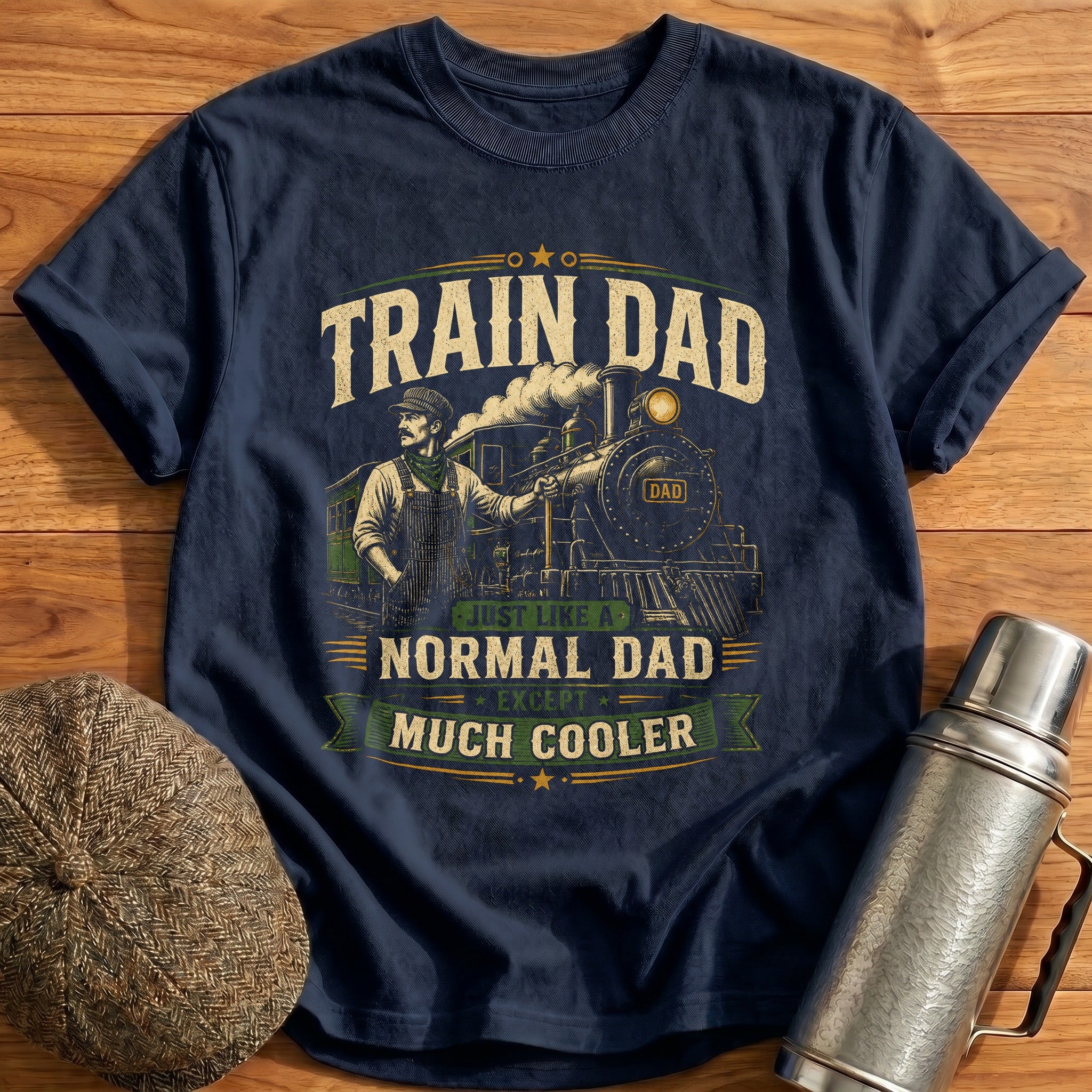 Train Dad Cooler T-Shirt - Navy