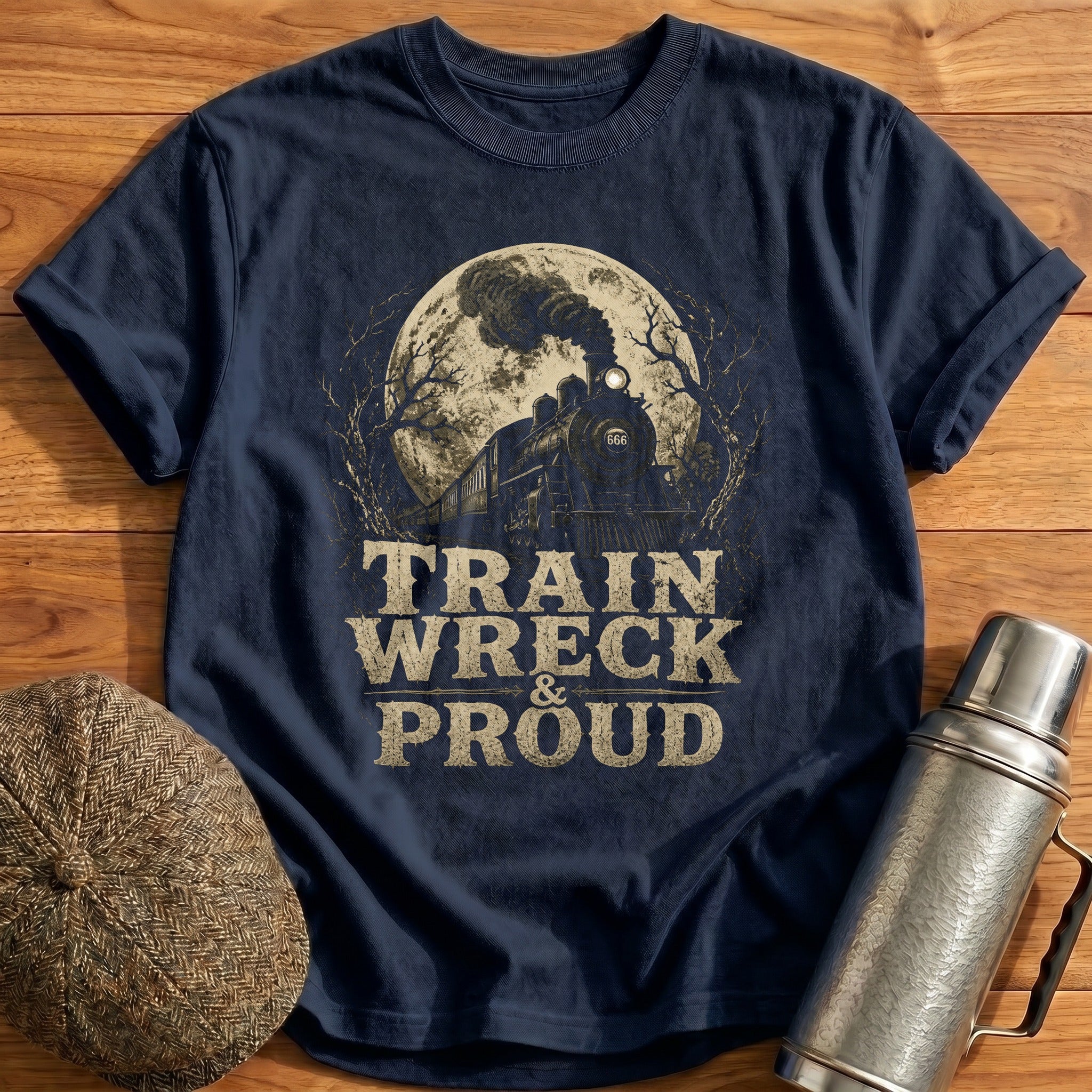 Train Wreck and Proud T-Shirt - Navy