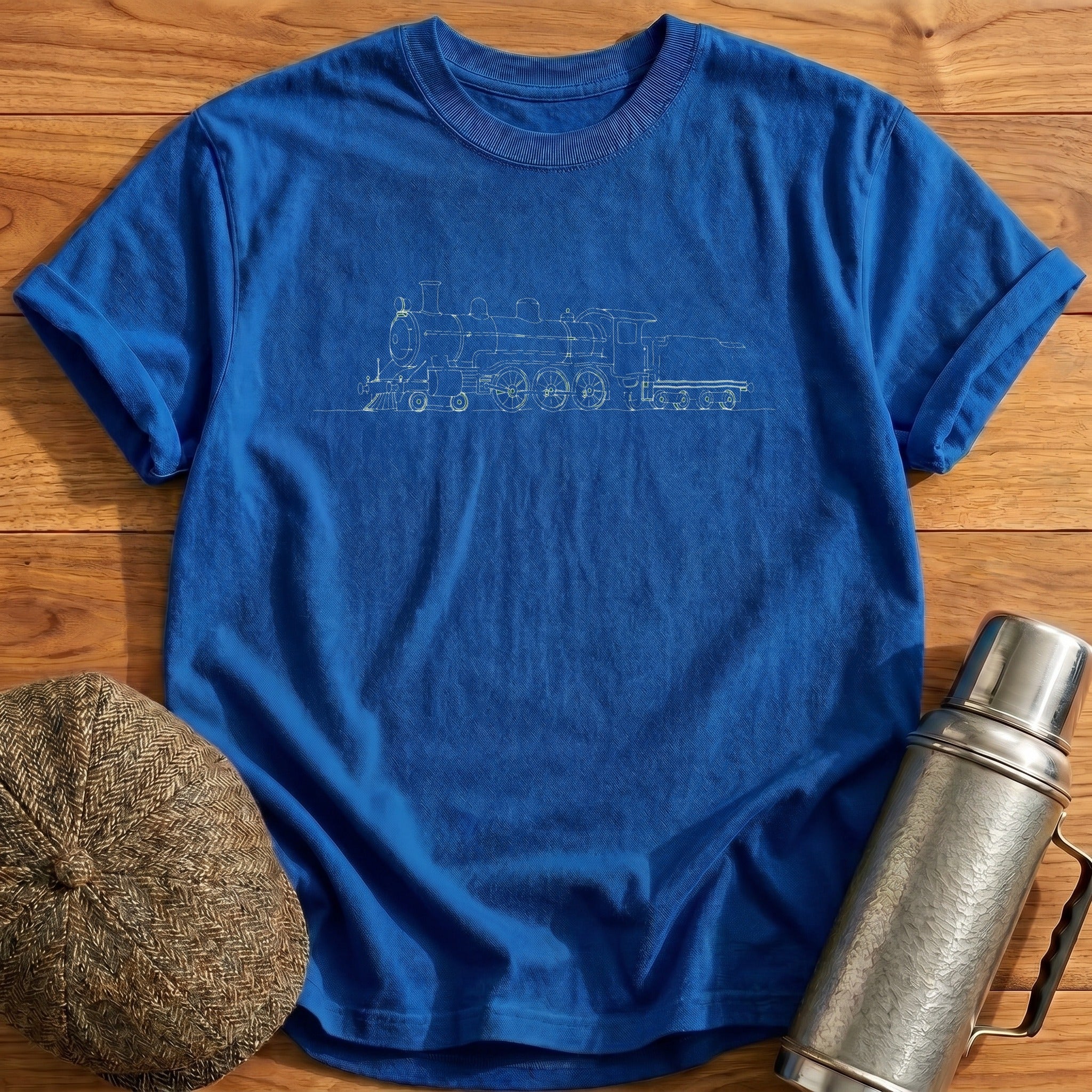 Steam Locomotive Side Profile T-Shirt - Royal