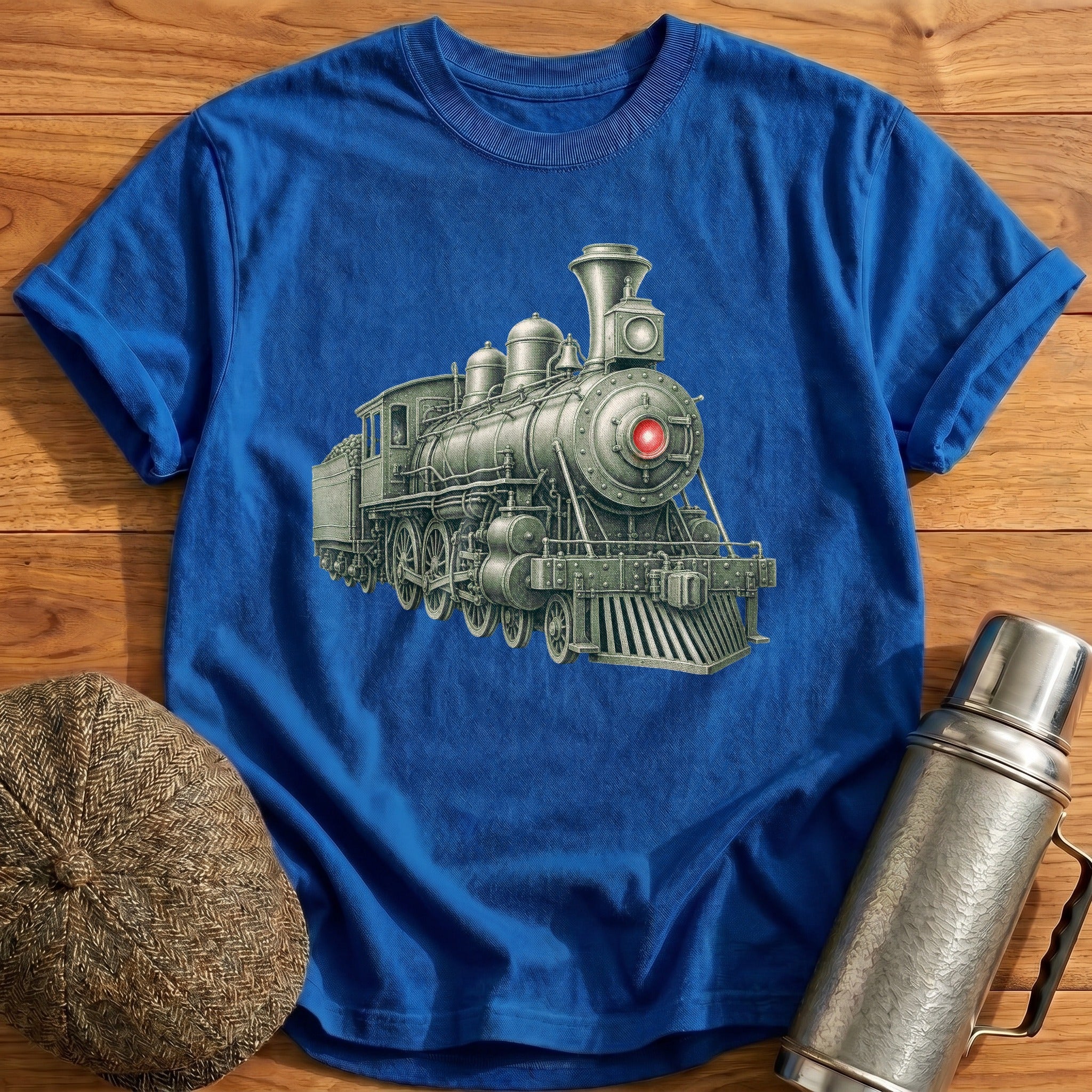 Steam Locomotive Front Three-Quarter T-Shirt - Royal