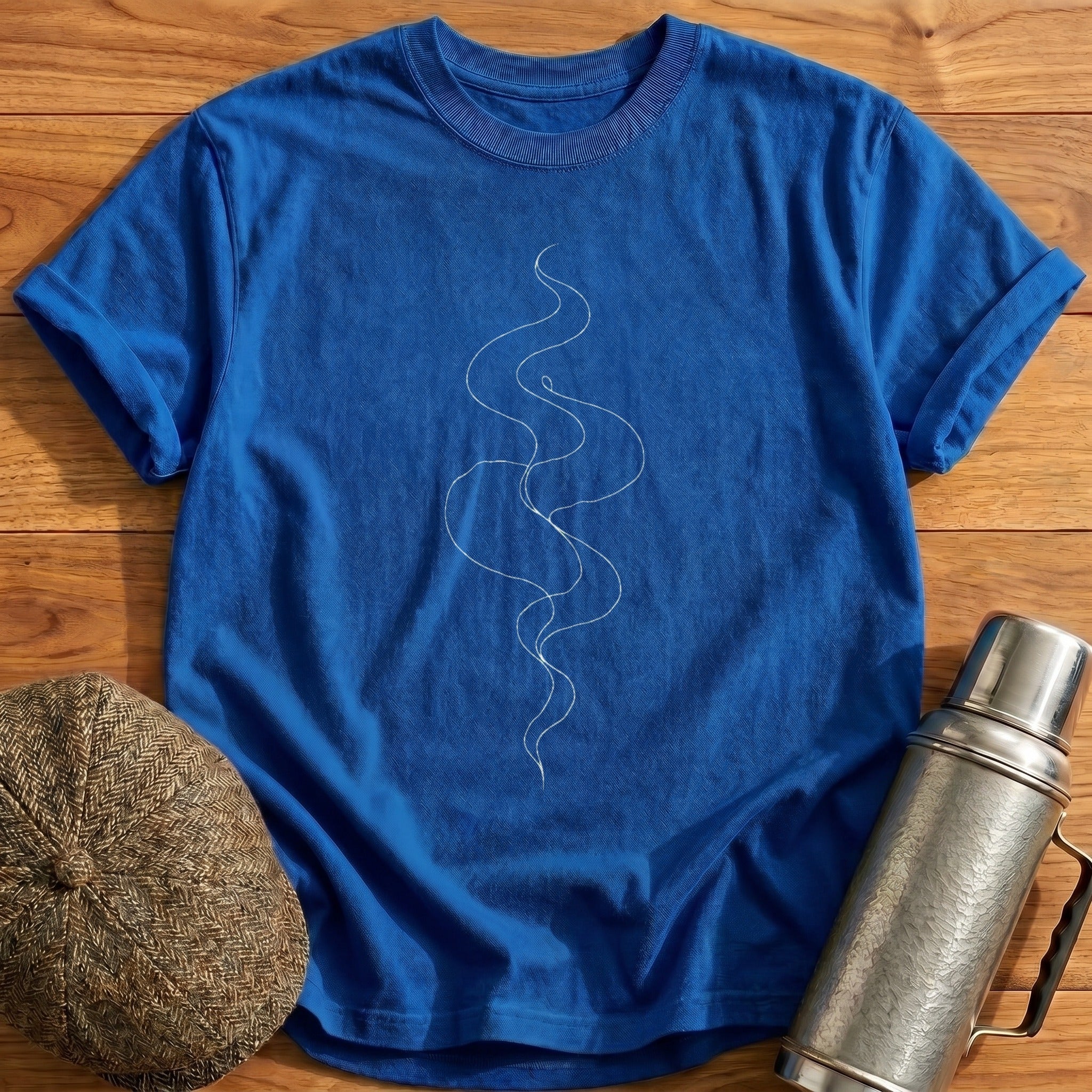 Curling Line Of Smoke T-Shirt - Royal