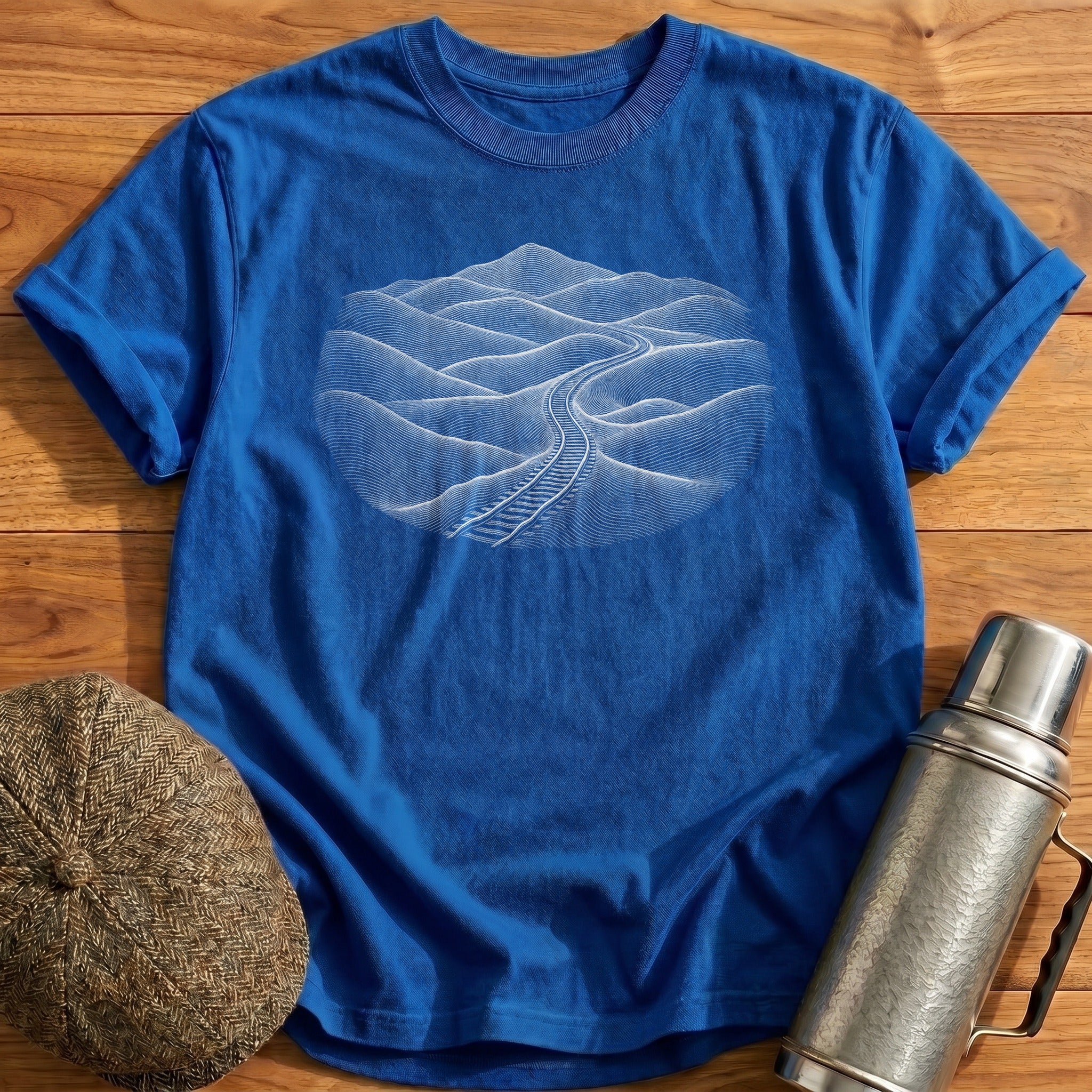 Rolling Hills With A Railway Line T-Shirt - Royal