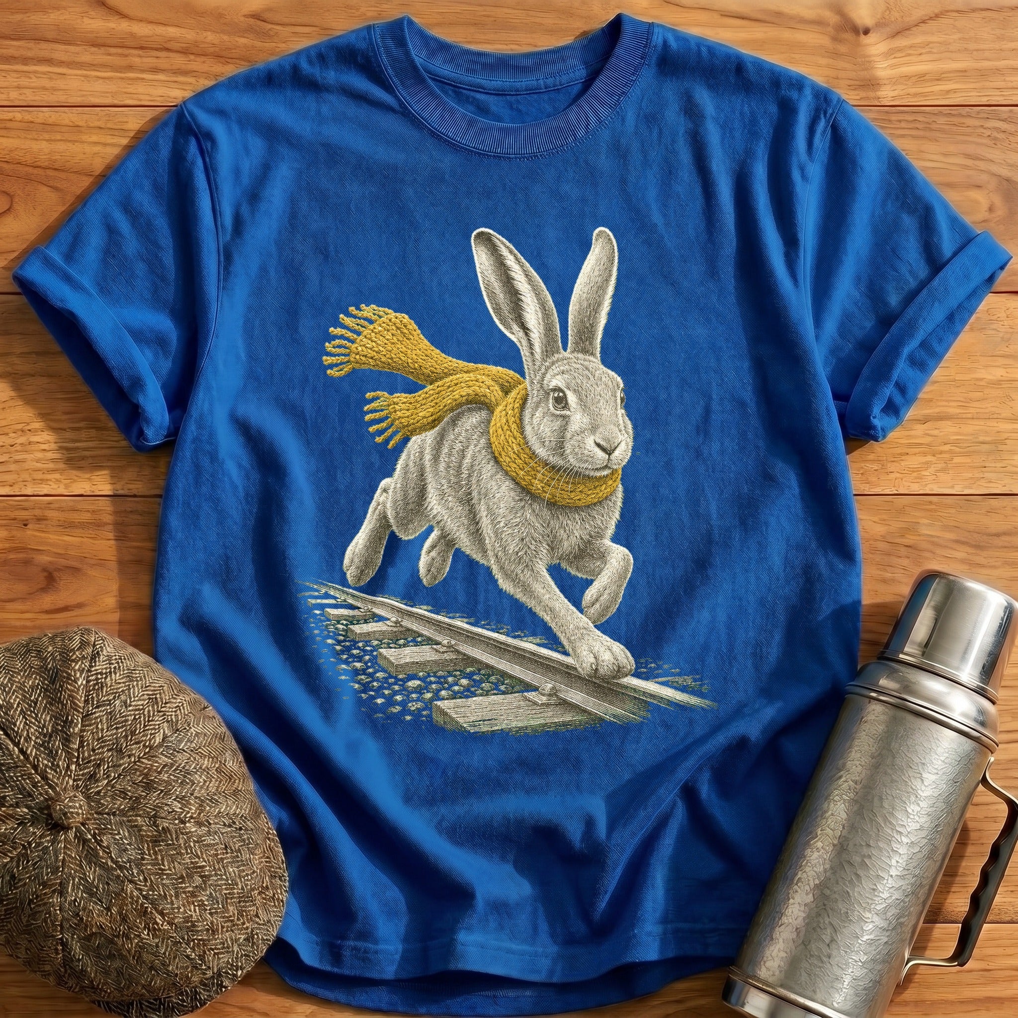 Hare Running Beside The Rails T-Shirt - Royal