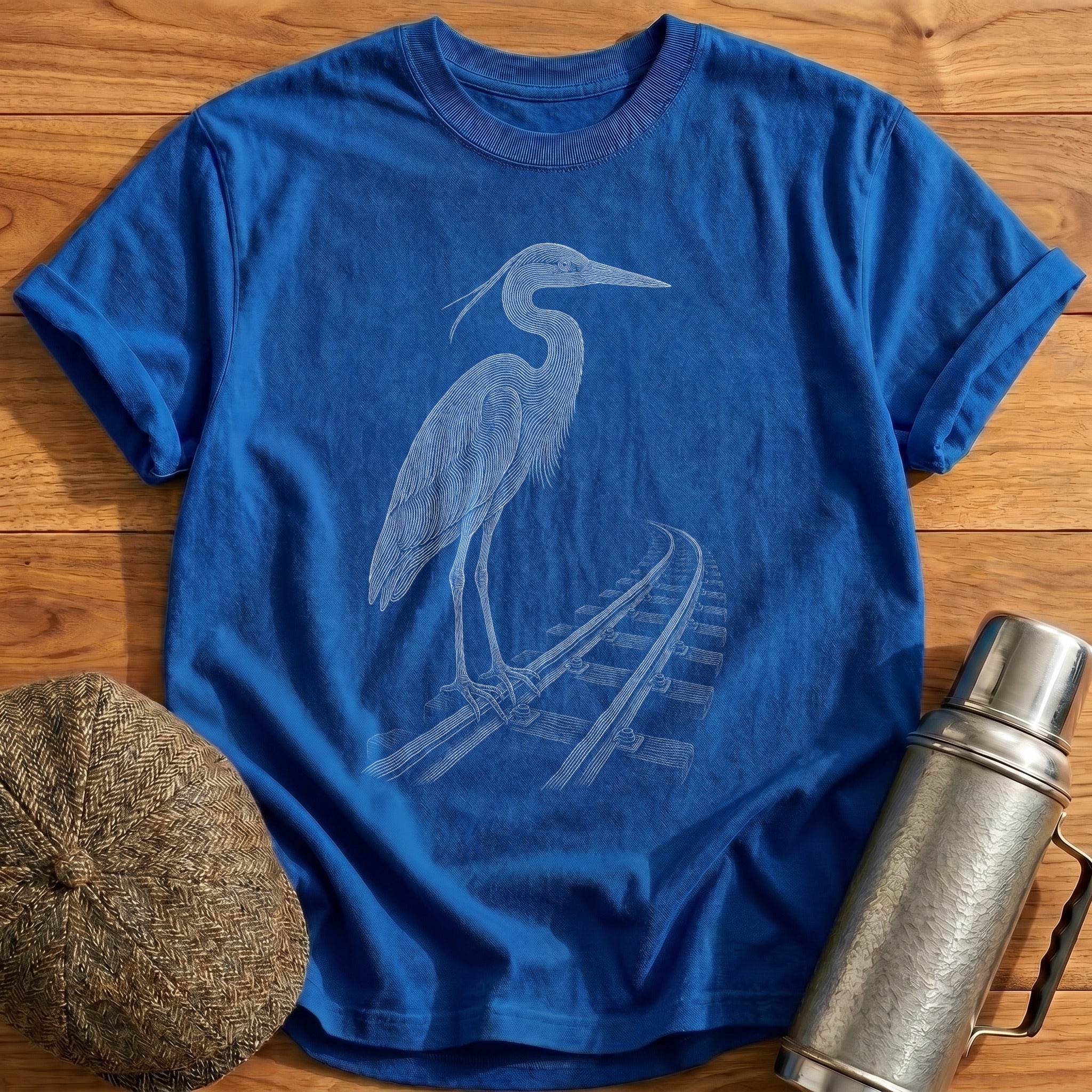 Heron By The Tracks T-Shirt - Royal