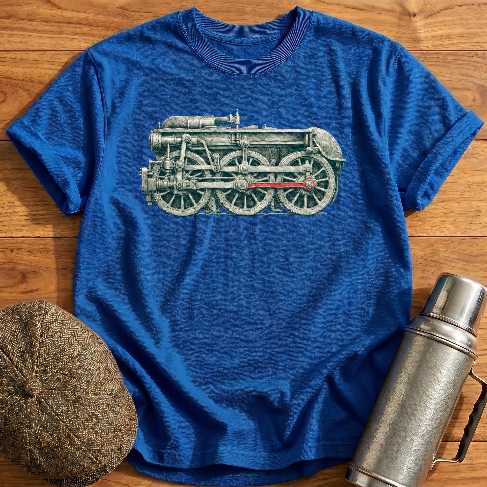 Steam Loco Driving Wheels And Coupling Rods T-Shirt - Royal