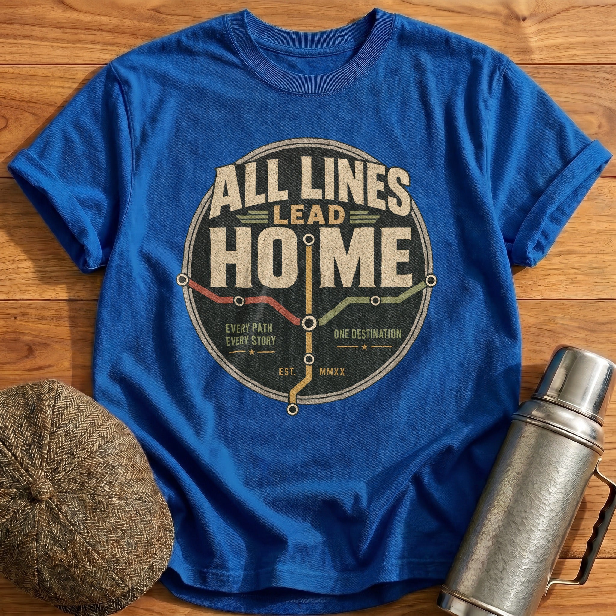 All Lines Lead Home T-Shirt - Royal