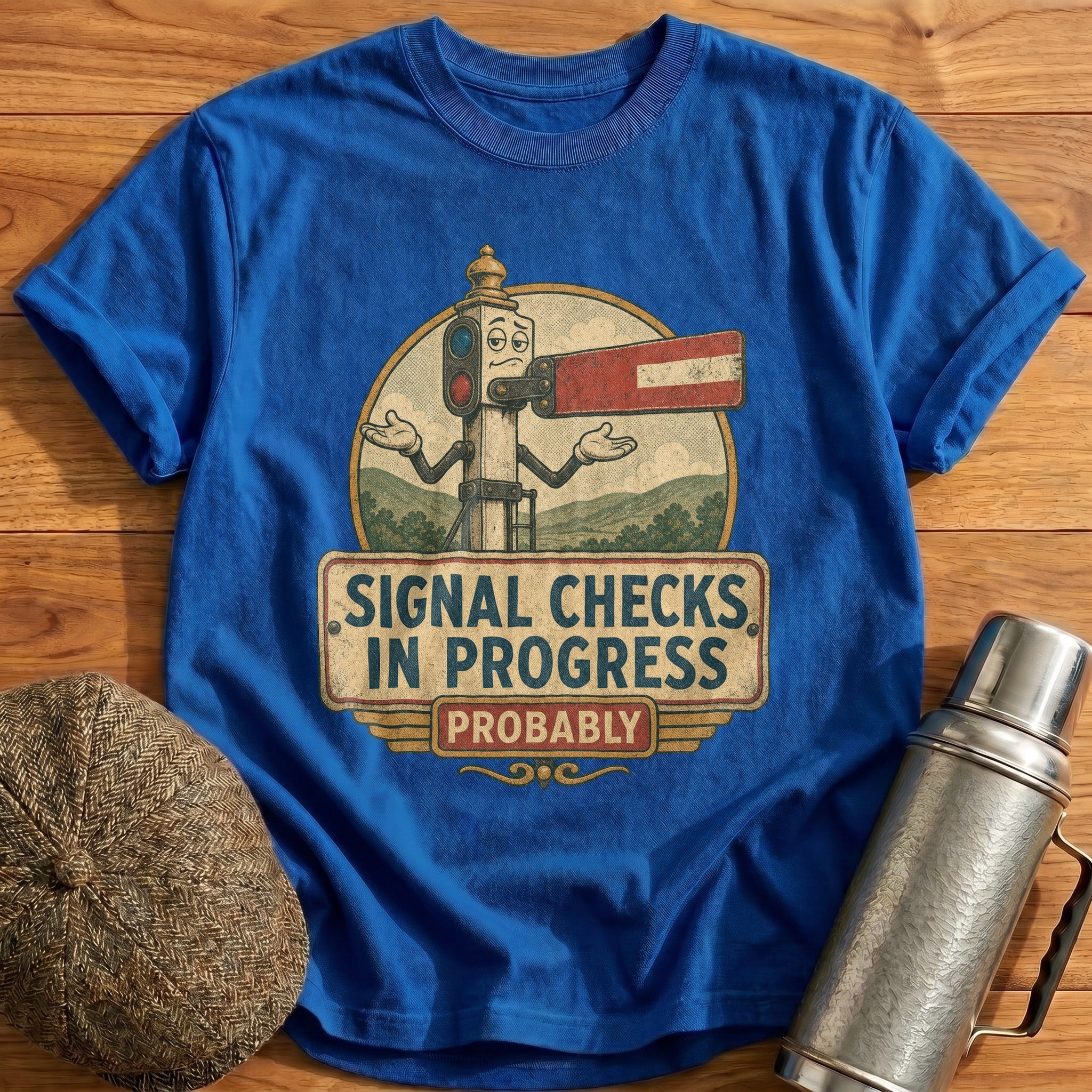 Signal Checks in Progress T-Shirt - Royal