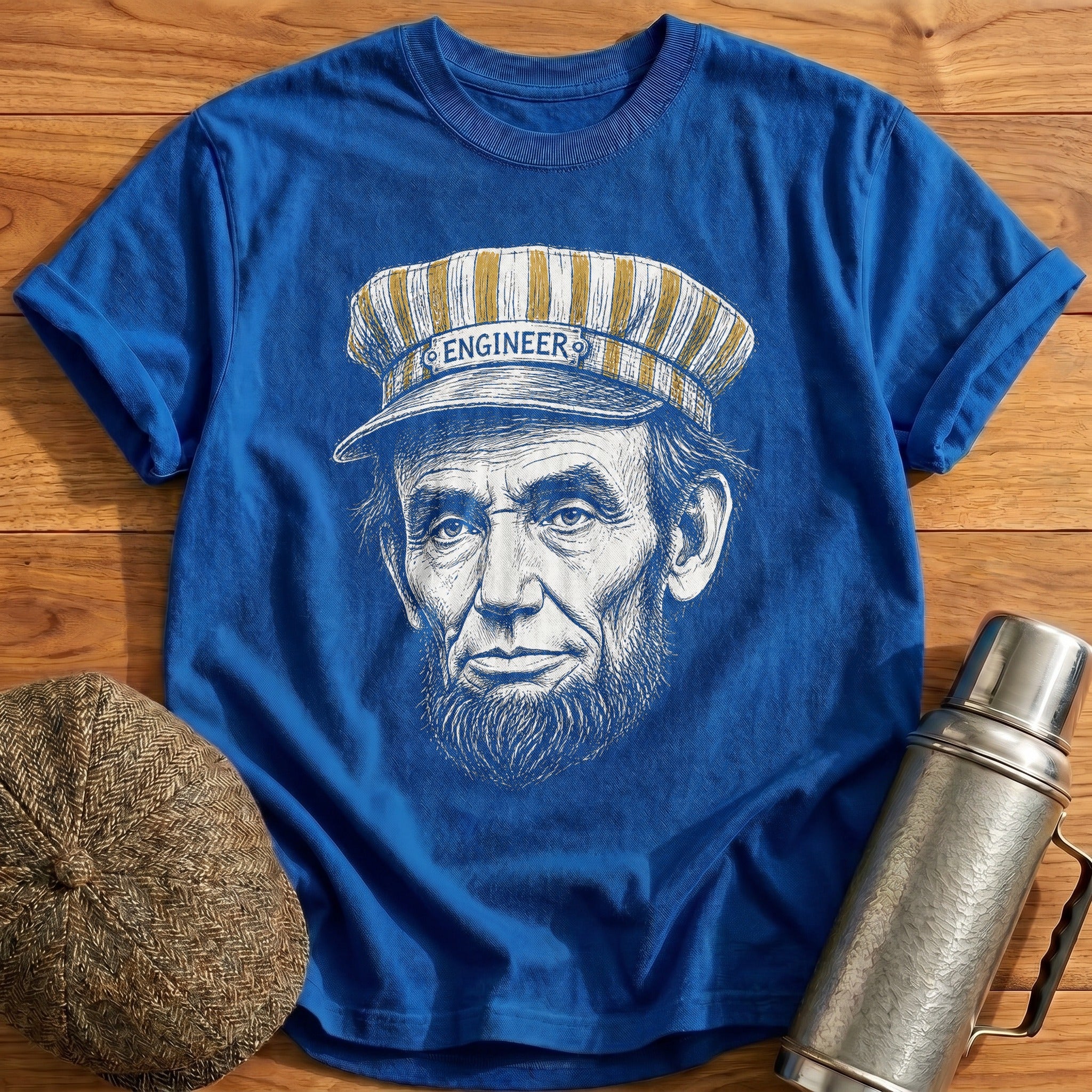 Abraham Lincoln Driver Sketch T-Shirt - Royal
