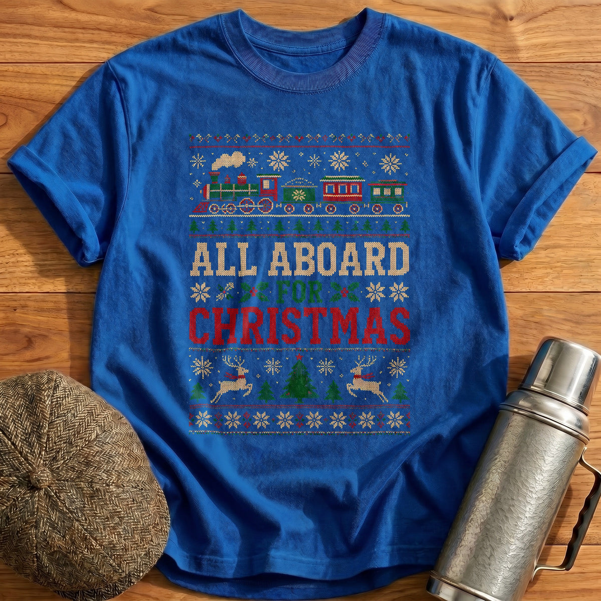 All Aboard For Christmas 93 T-Shirt - Royal