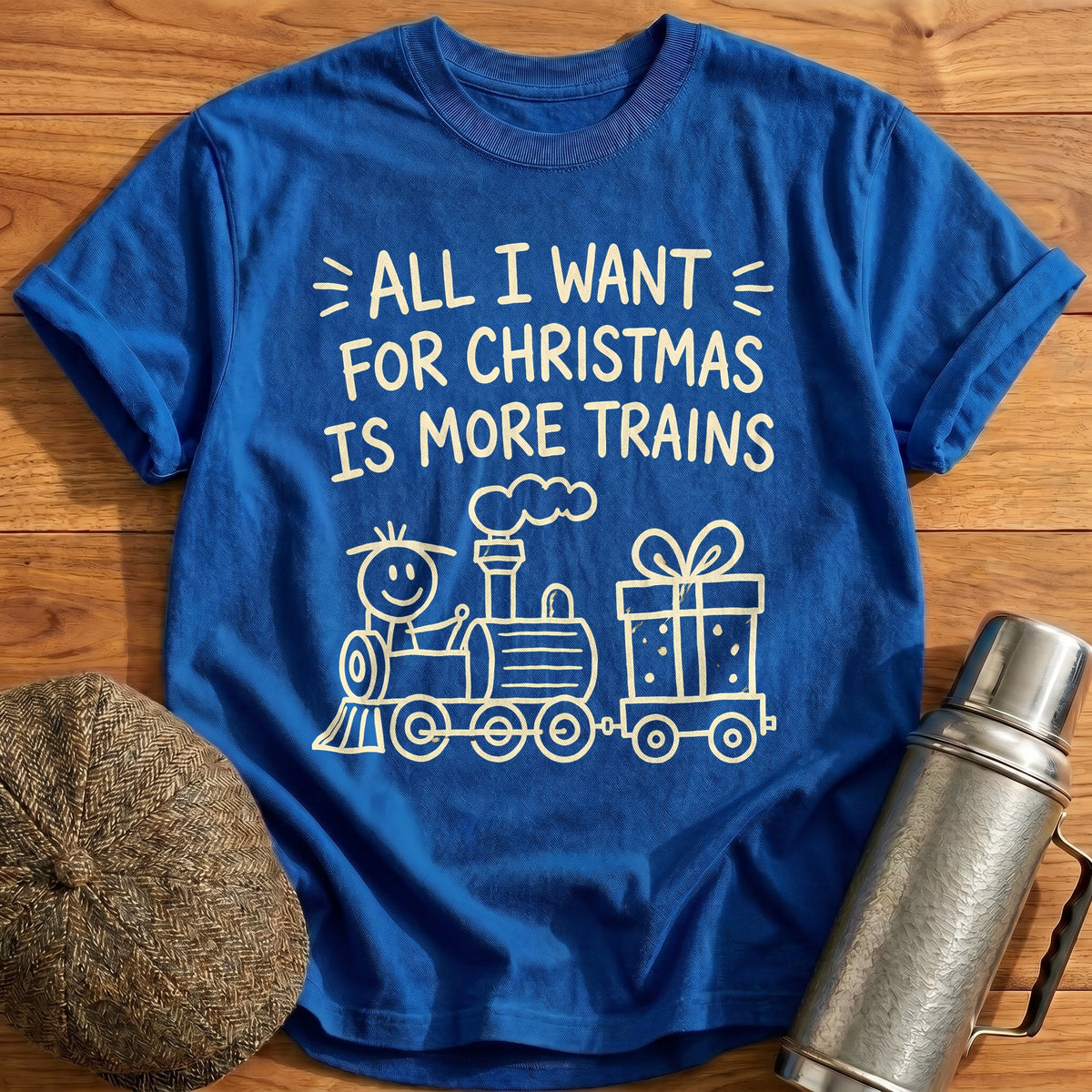 All I Want For Christmas Is More Trains 73 T-Shirt - Royal