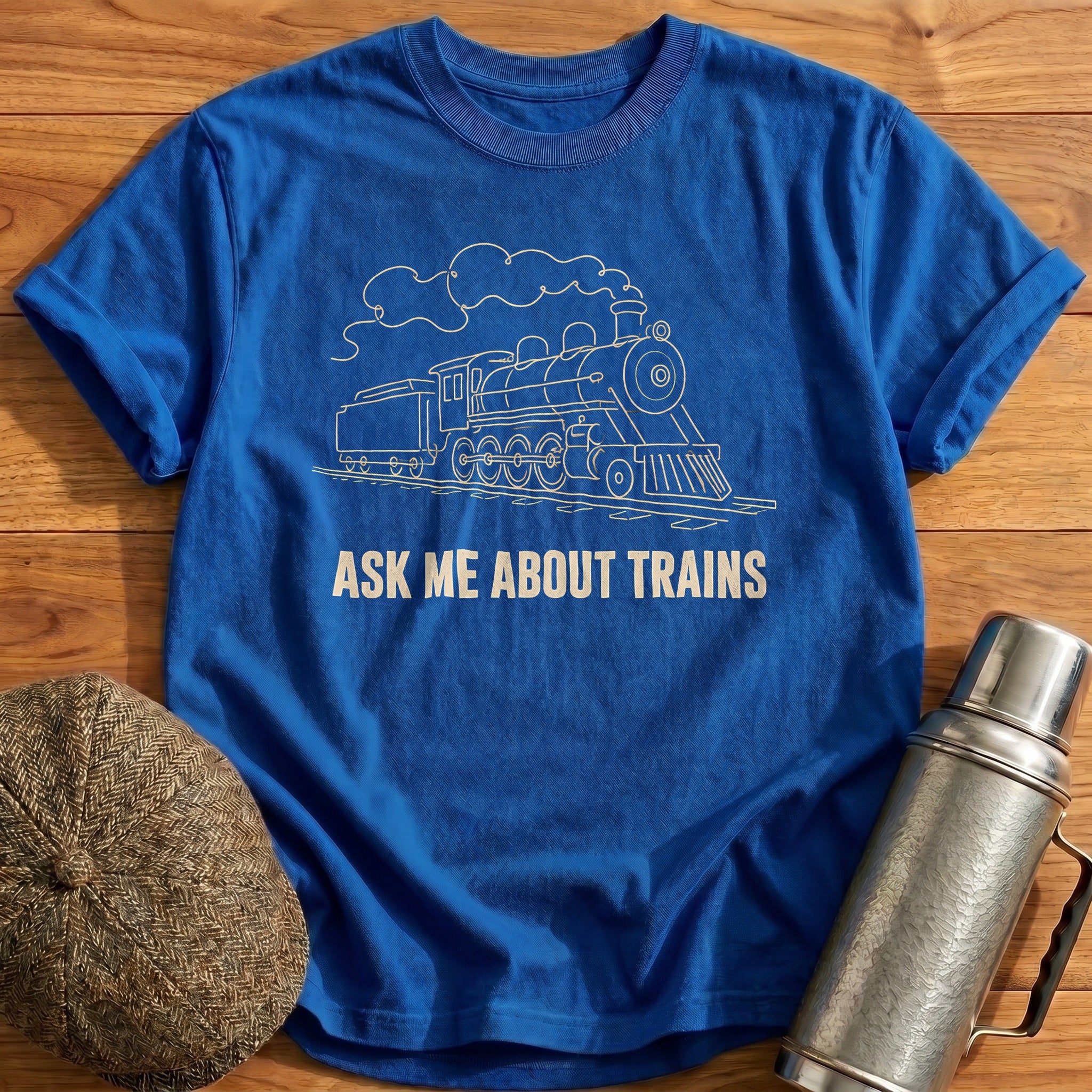 Ask Me About Trains 97 T-Shirt - Royal