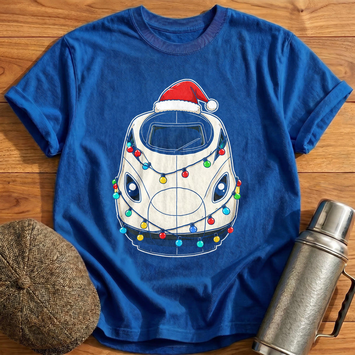Bullet Train Christmas Lights 33 T-Shirt - Royal