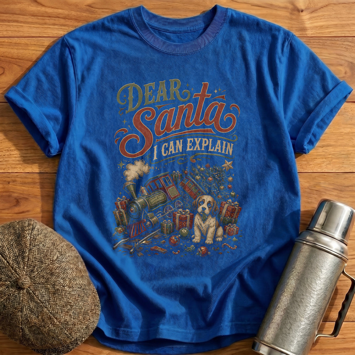 Dear Santa I Can Explain 74 T-Shirt - Royal