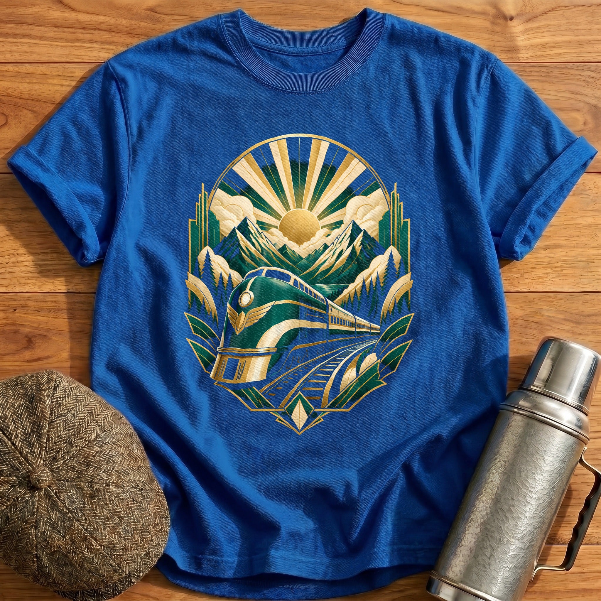 Deco Mountain Train 90 T-Shirt - Royal