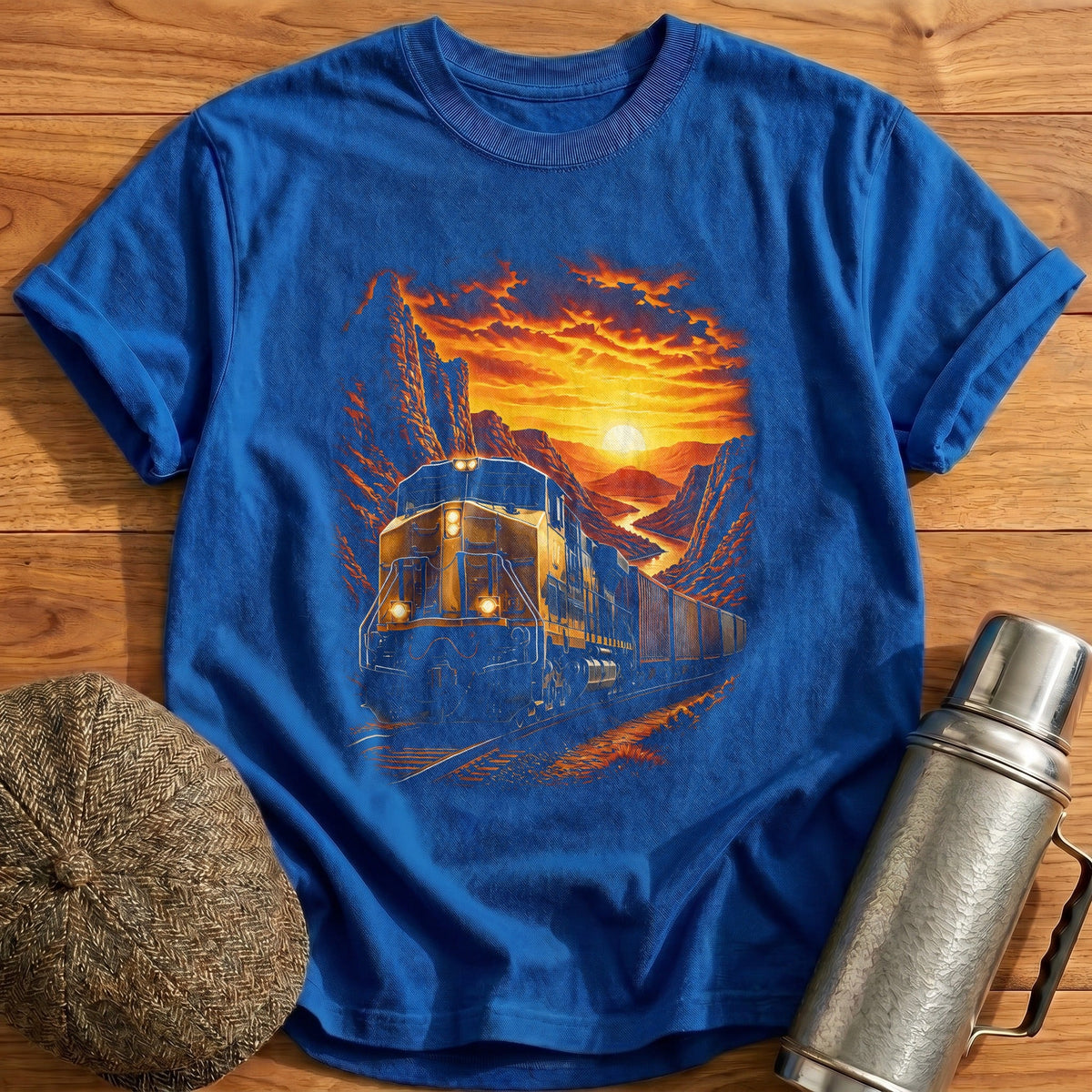 Desert Locomotive Train Spotter Kids T-Shirt - Royal