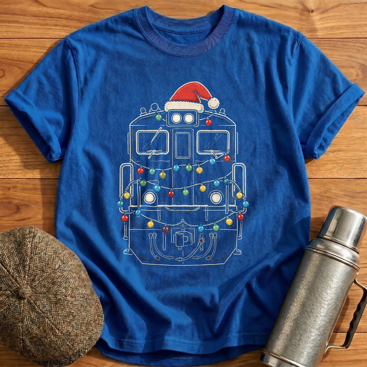 Diesel Locomotive Christmas Lights 48 T-Shirt - Royal