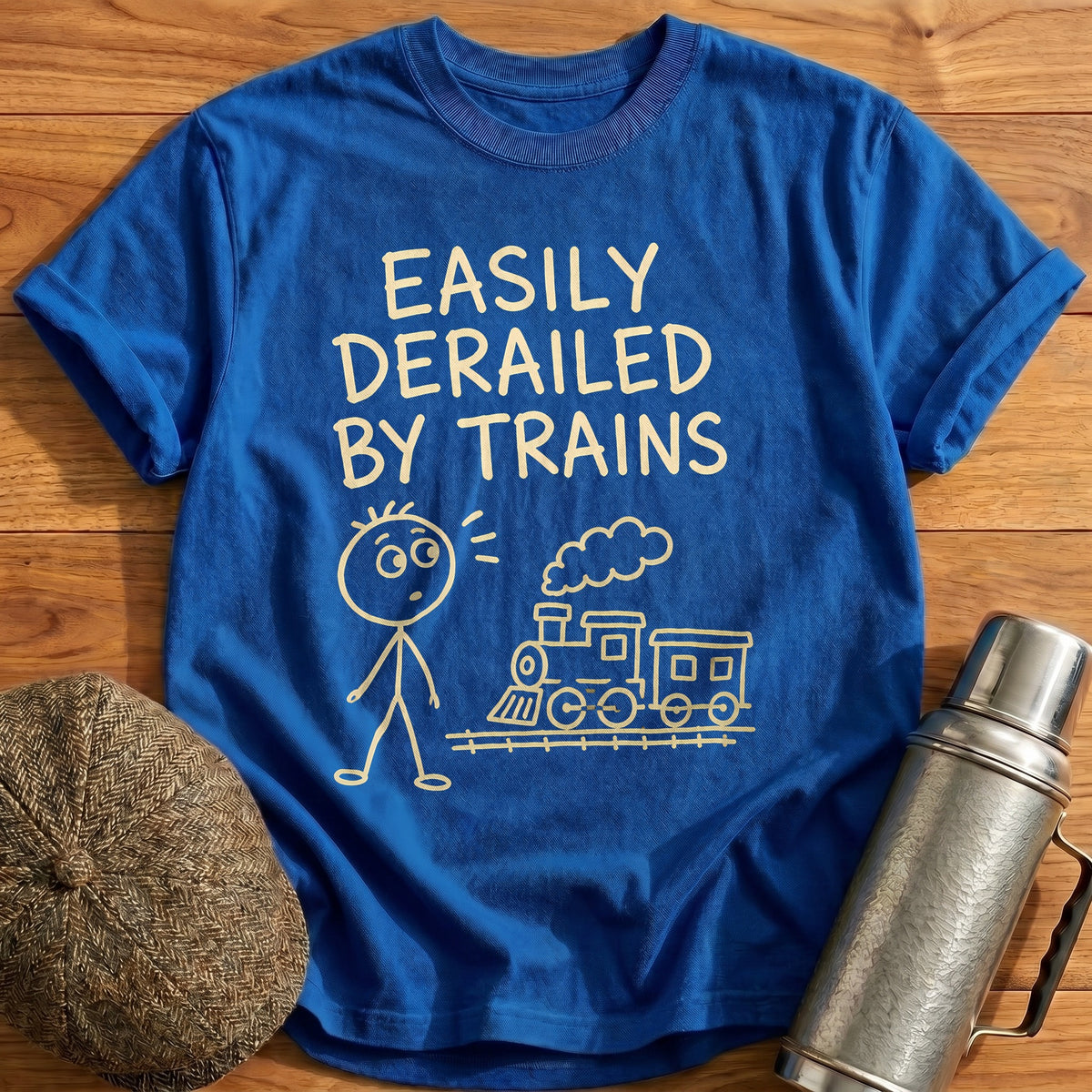 Easily Derailed By Trains 55 T-Shirt - Royal