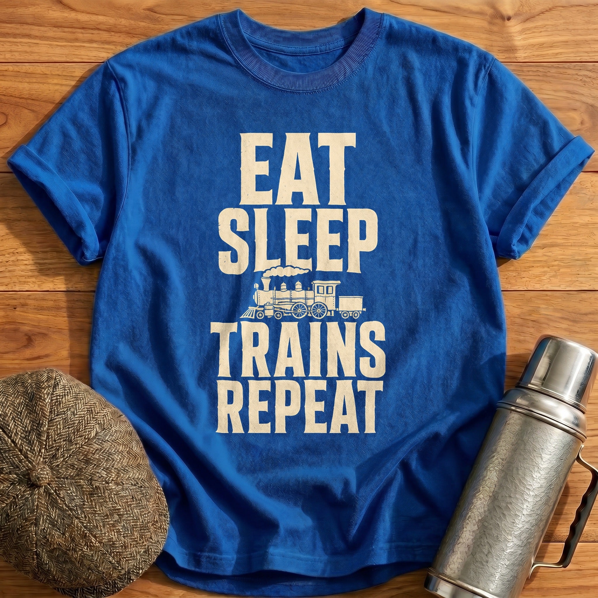 Eat Sleep Trains Repeat Train Enthusiast Funny - Royal