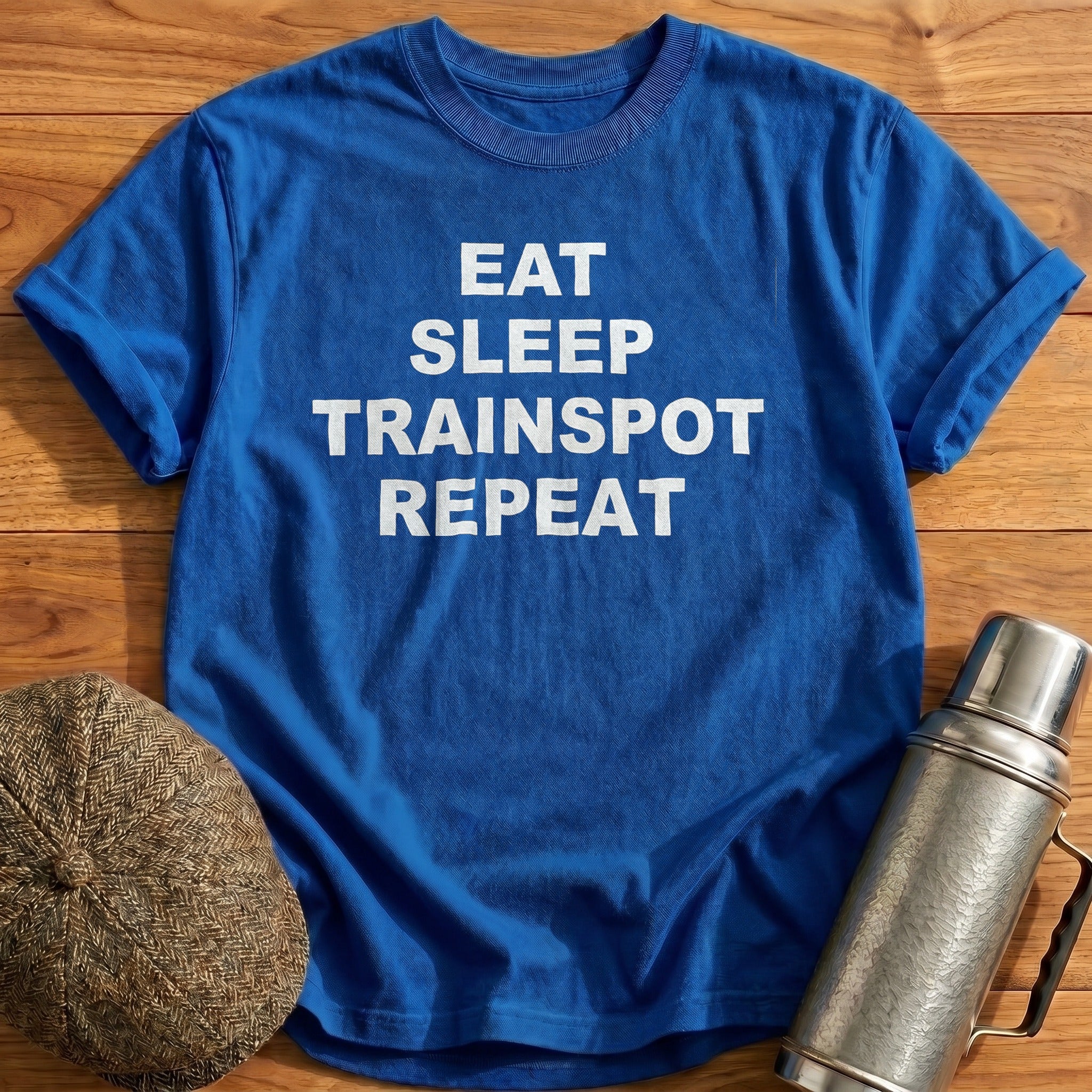 Eat Sleep Trainspot Repeat T-Shirt - Royal