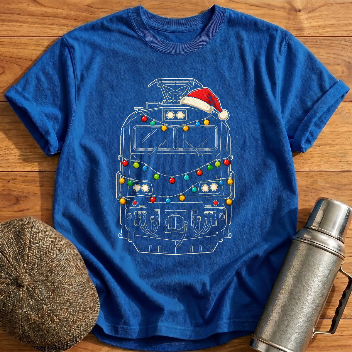 Electric Locomotive Christmas Lights 29 T-Shirt - Royal